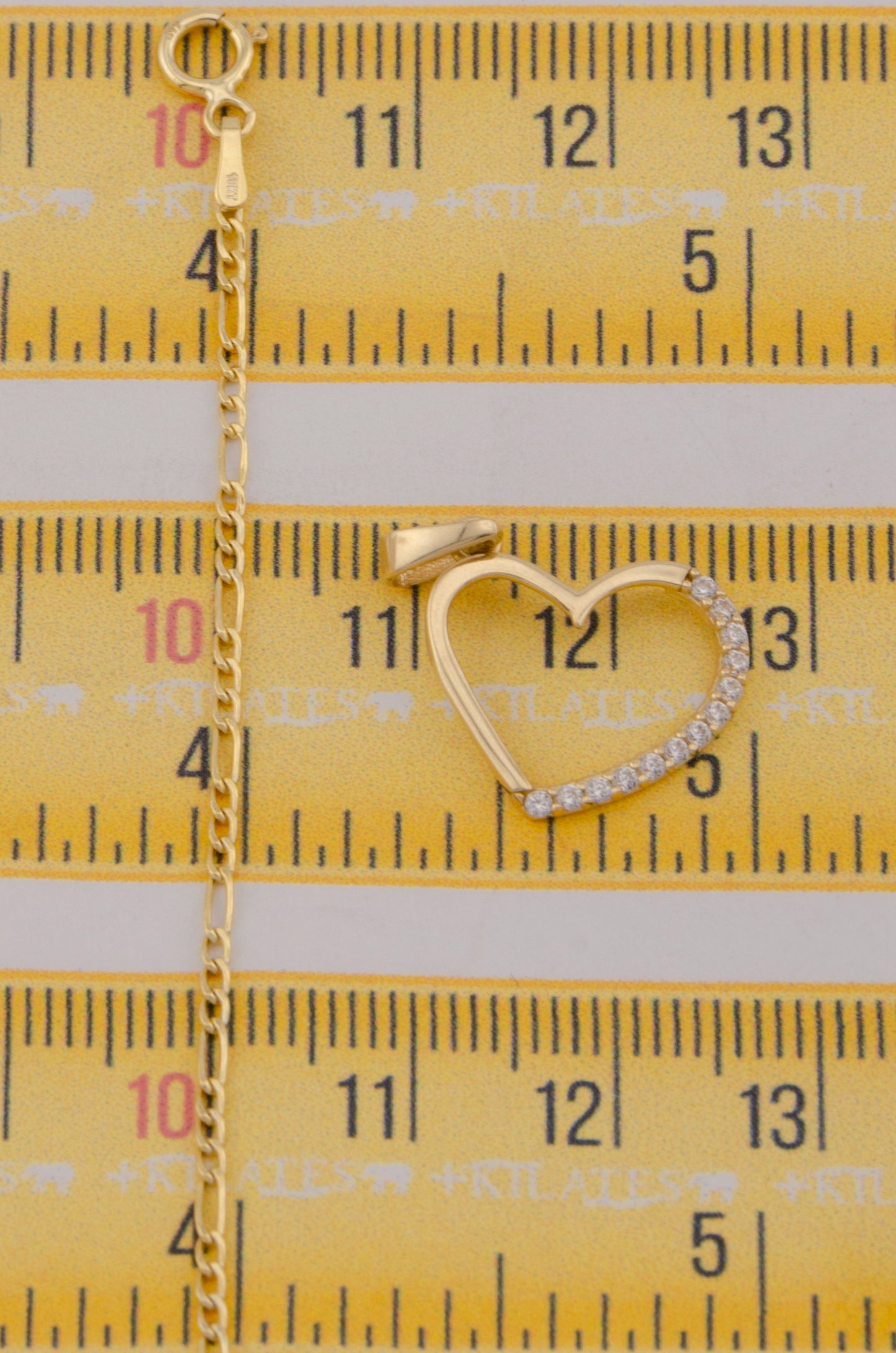 " CADENA PARA DAMA DE 50CM ESTILO 3+1 CON DIJE DIJE CORAZON CON ZIRCONIA BLANCA. ORO 10K #775-3758"