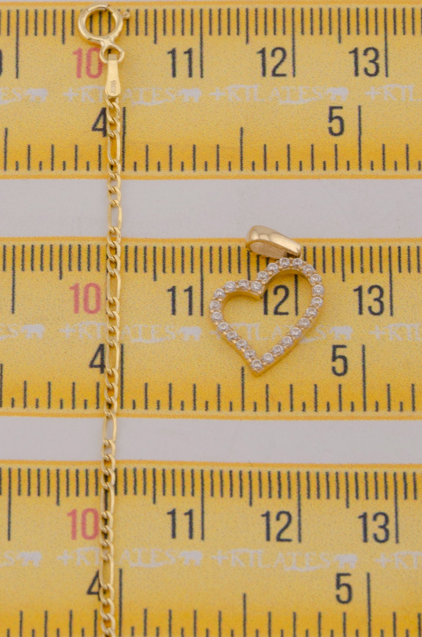 " CADENA PARA DAMA DE 50CM ESTILO 3+1 CON DIJE DIJE CORAZON CON ZIRCONIA BLANCA. ORO 10K #775-3757"