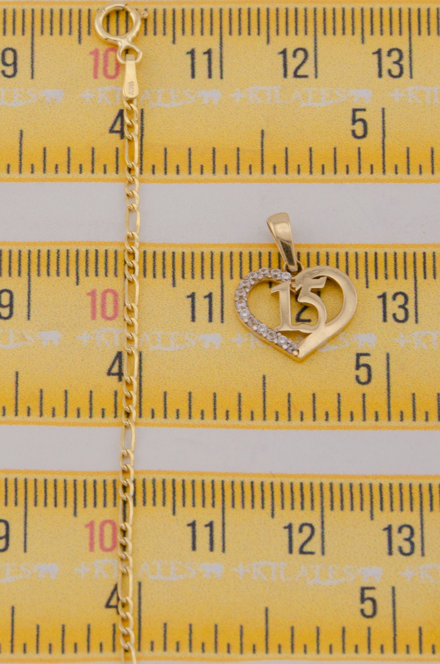 " CADENA PARA DAMA DE 50CM ESTILO 3+1 CON DIJE DIJE CORAZON CON ZIRCONIA BLANCA. ORO 10K #775-3759"