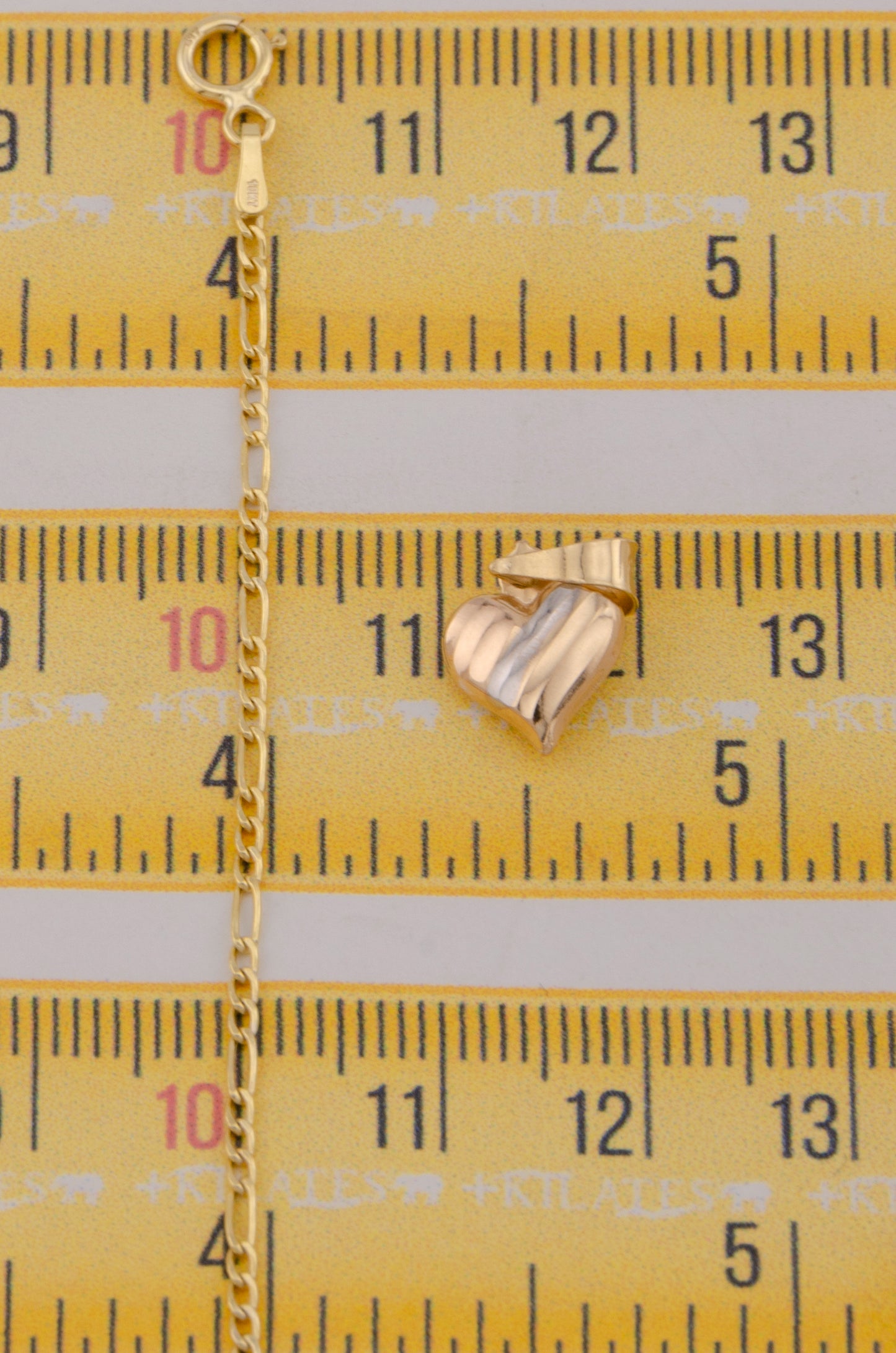 " CADENA PARA DAMA DE 50CM ESTILO 3+1 CON DIJE DE CORAZON 3 TONOS PEQUEÑO. ORO 10K #775-3768"