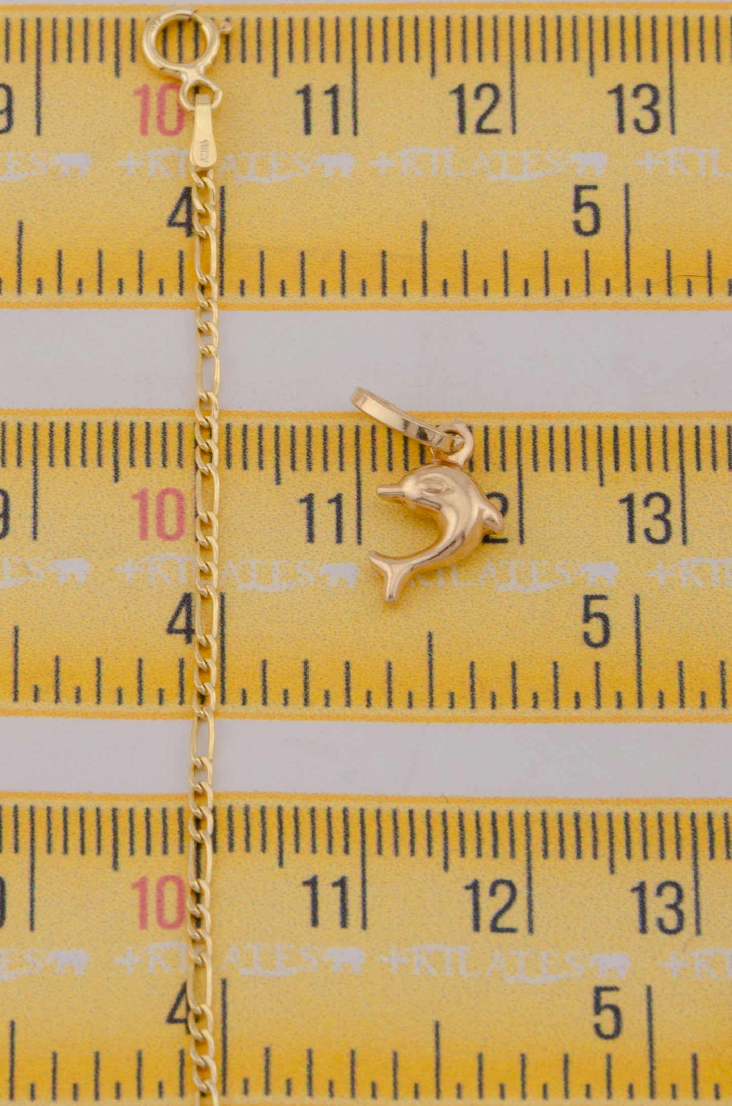 " CADENA PARA DAMA DE 50CM ESTILO 3+1 CON DIJE DE DELFIN PEQUEÑO. ORO 10K #775-3769"
