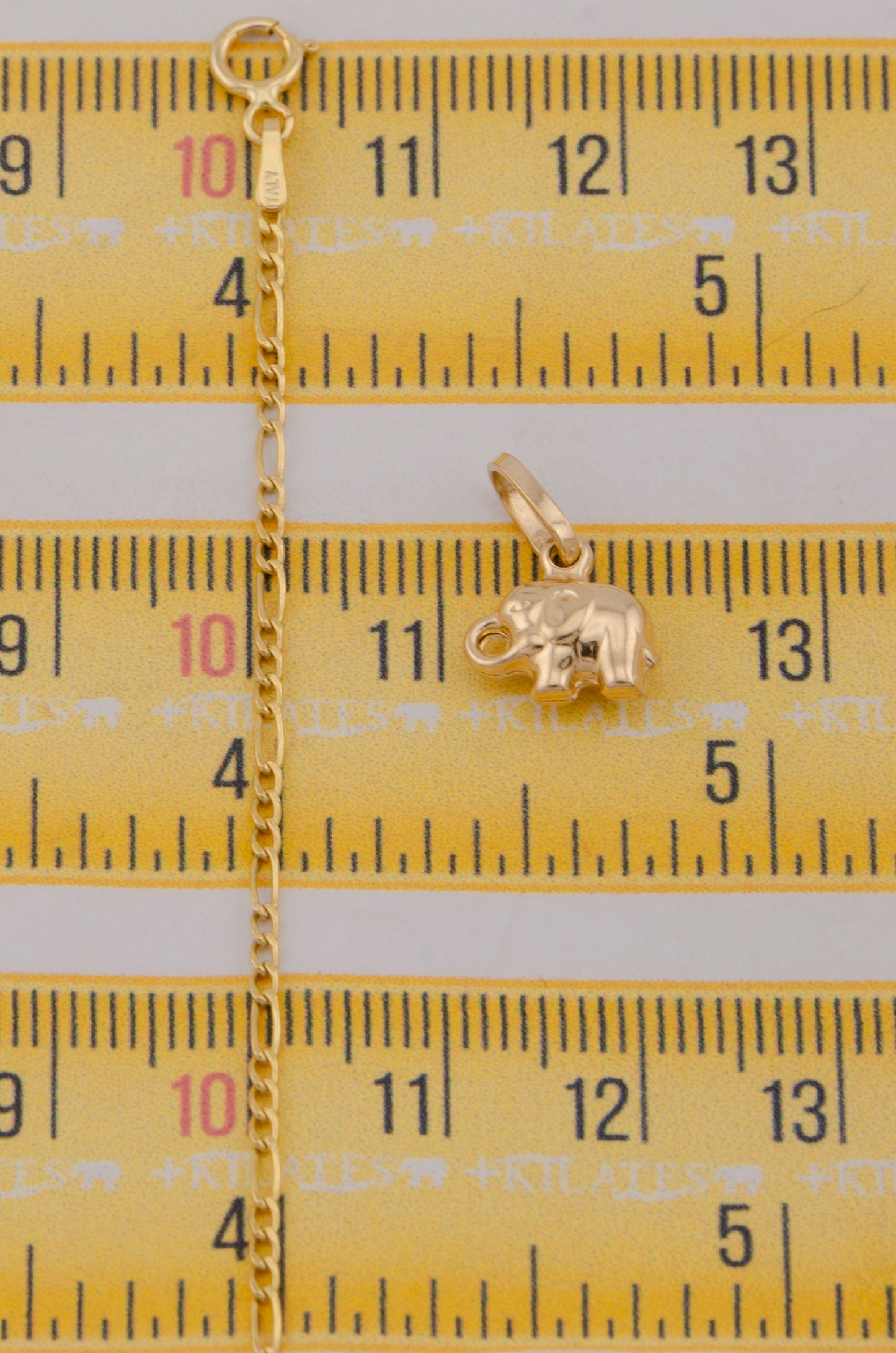 " CADENA PARA DAMA DE 50CM ESTILO 3+1 CON DIJE DE ELEFANTE PEQUEÑO. ORO 10K #775-3770"