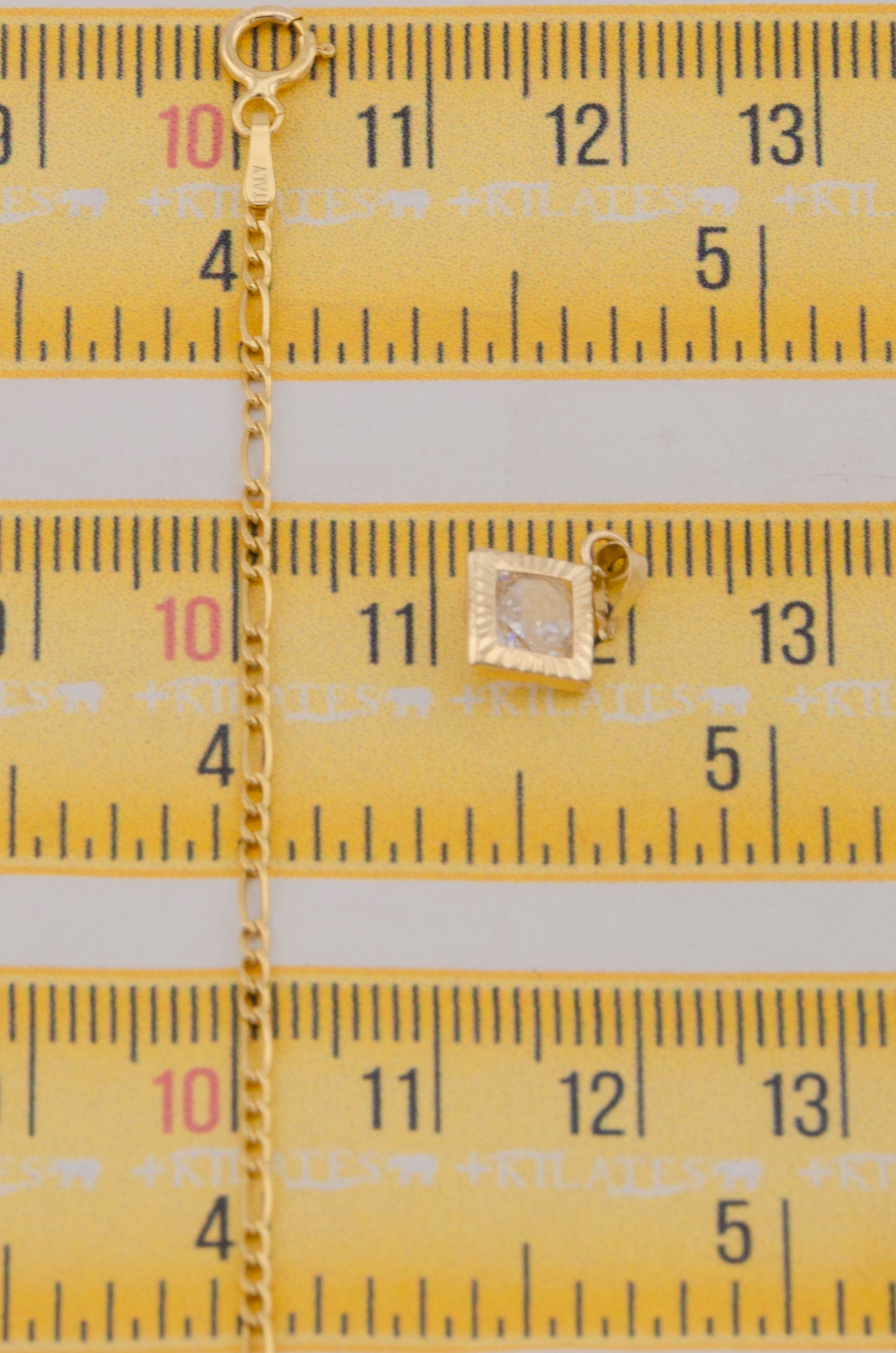 " CADENA PARA DAMA DE 50CM ESTILO 3+1 CON DIJE DIJE CUADRADO CON ZIRCONIA BLANCA. ORO 10K #775-3764"