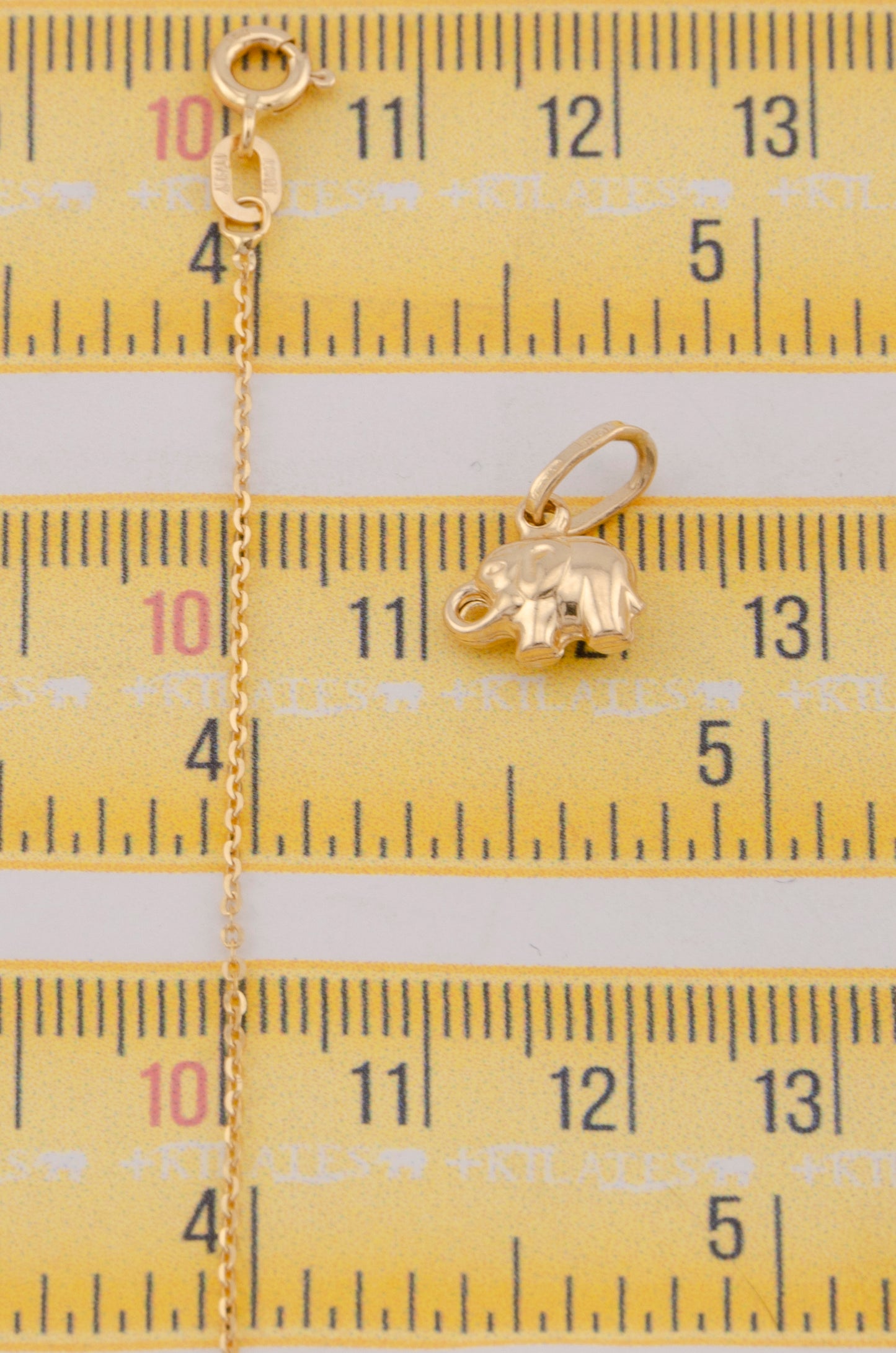 " CADENA PARA DAMA DE 50CM ESTILO CUADRADA SOLIDA CON DIJE DE ELEFANTE PEQUEÑO. ORO 10K #775-3790"
