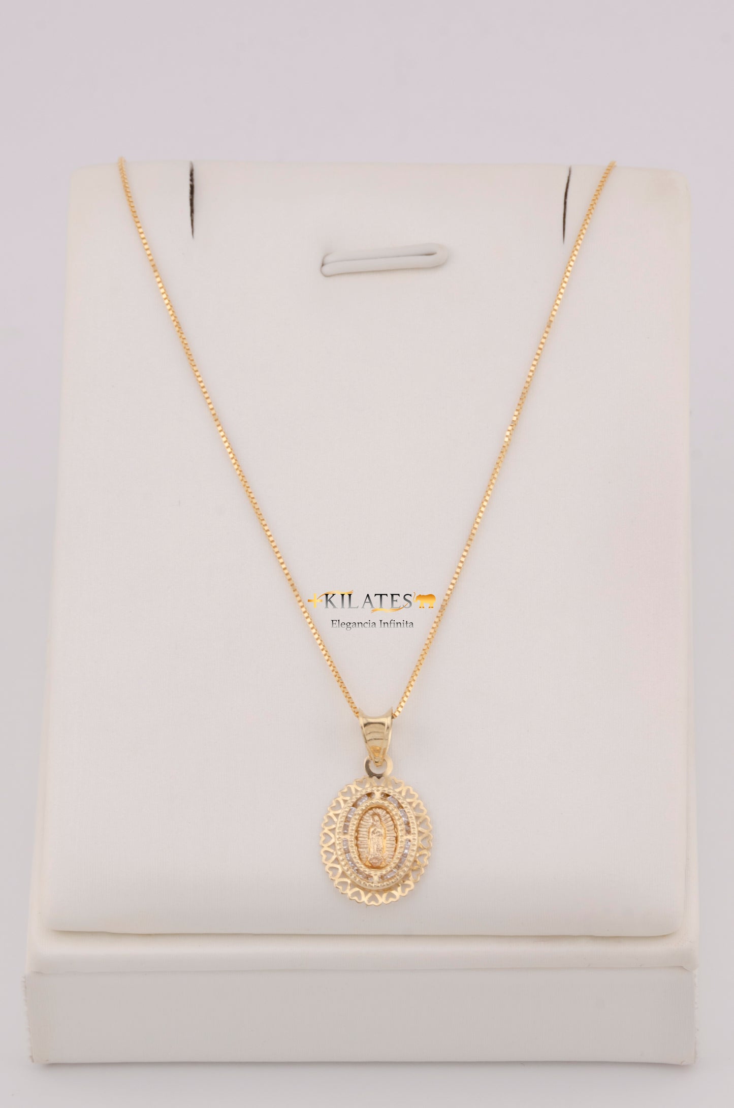 "CADENA PARA DAMA ESTILO FINITA CON PLACA DE LA VIRGEN. ORO 10K #775-3805"