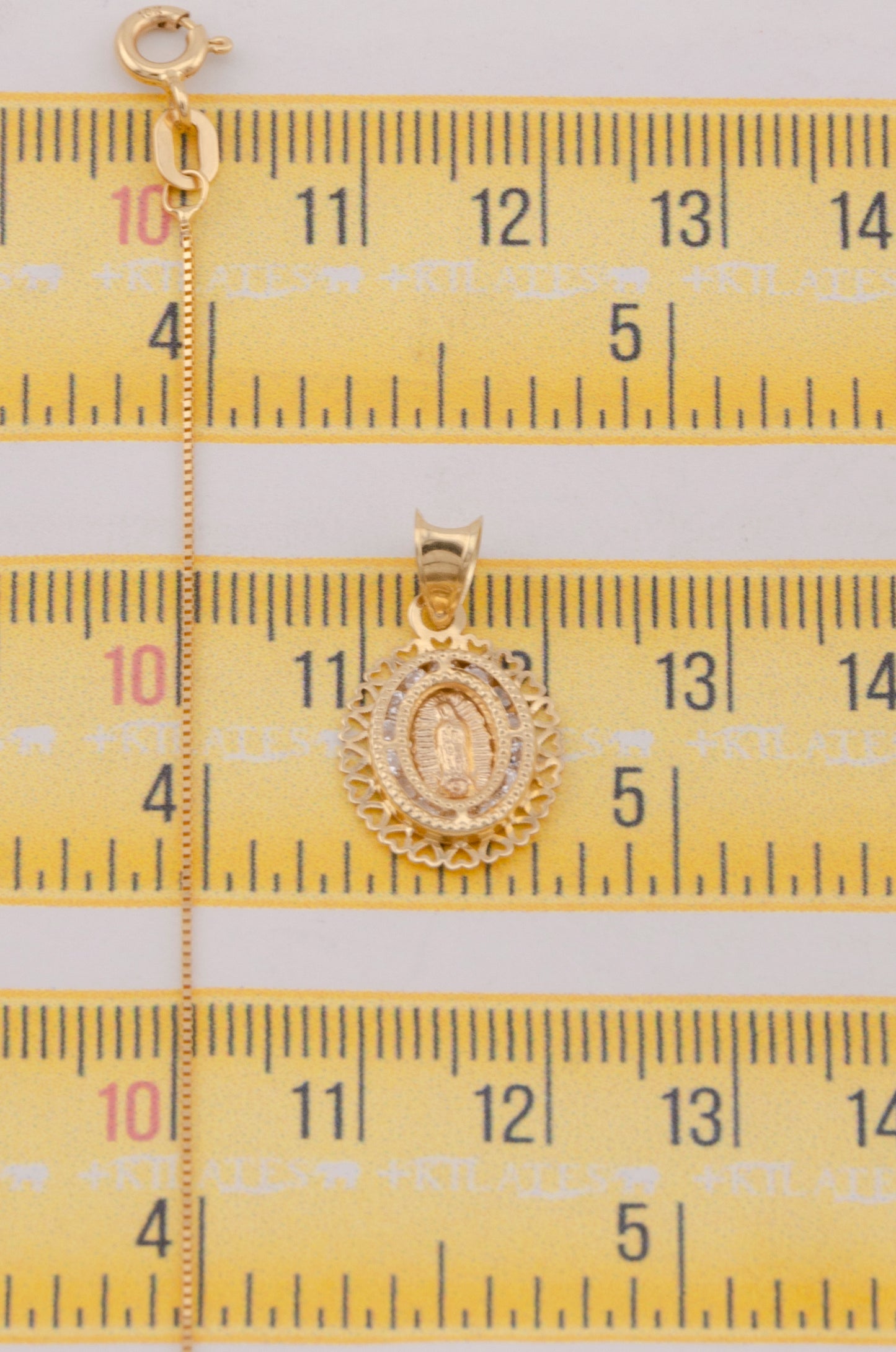 "CADENA PARA DAMA ESTILO FINITA CON PLACA DE LA VIRGEN. ORO 10K #775-3805"