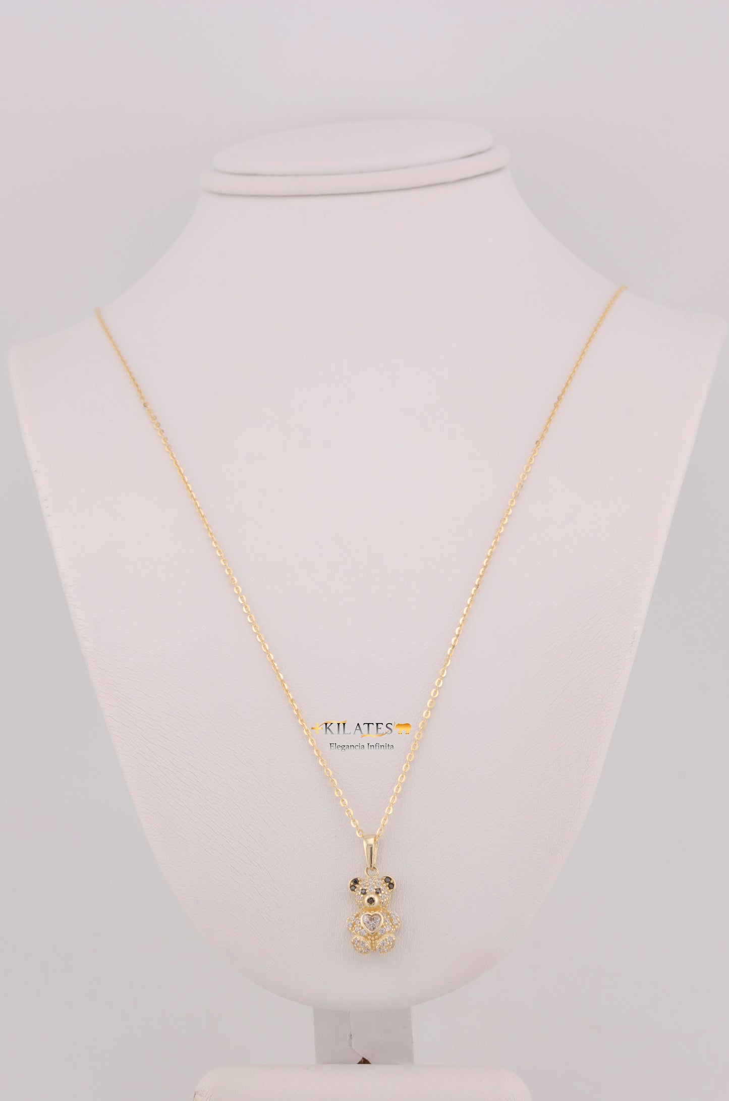 "CADENA DE 50CM PARA DAMA ESTILO CUADRADA SOLIDA CON DIJE DE OSO PEQUEÑO. ORO 10K #775-3816"