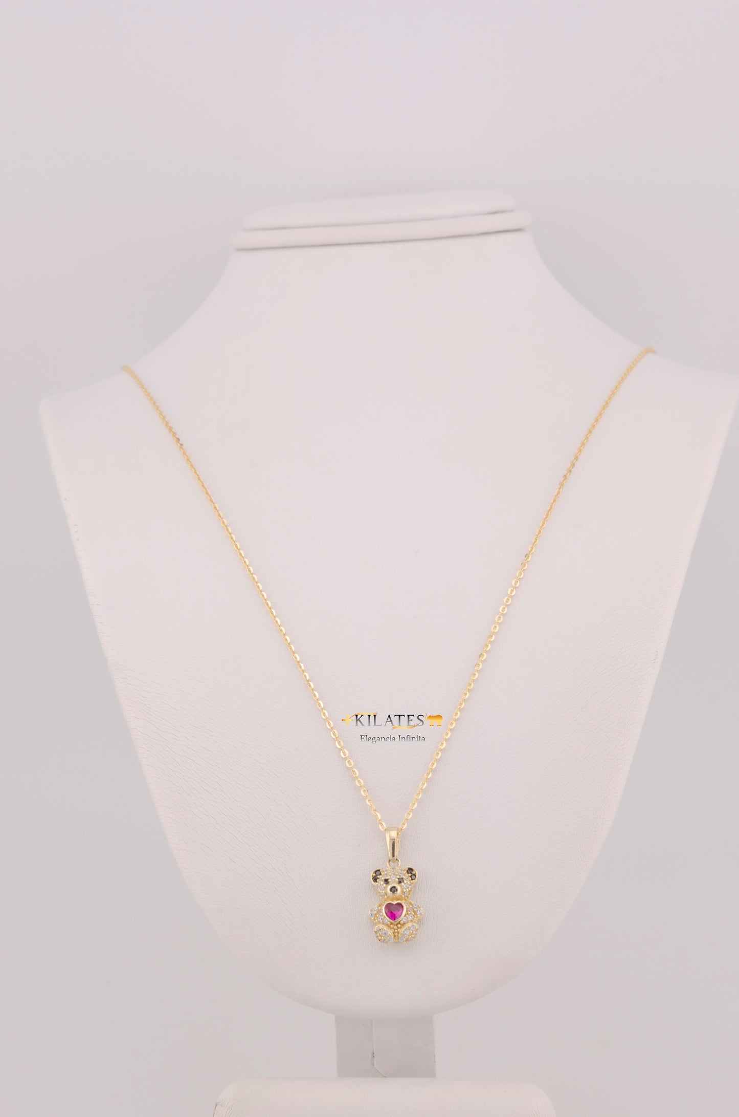 "CADENA DE 50CM PARA DAMA ESTILO CUADRADA SOLIDA CON DIJE DE OSO PEQUEÑO. ORO 10K #775-3821"