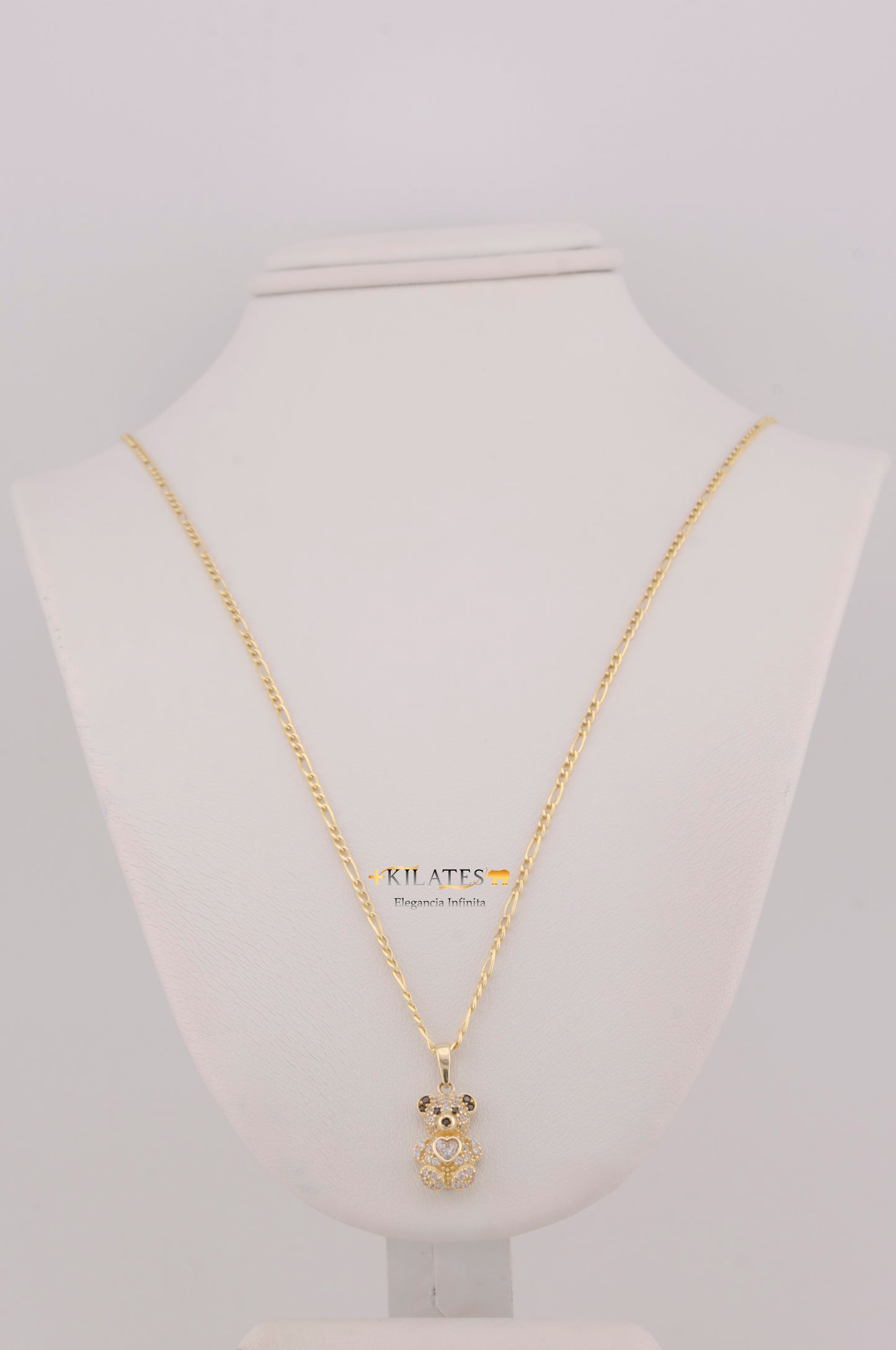 "CADENA DE 50CM PARA DAMA ESTILO 3+1 CON DIJE DE OSO PEQUEÑO. ORO 10K #775-3818"