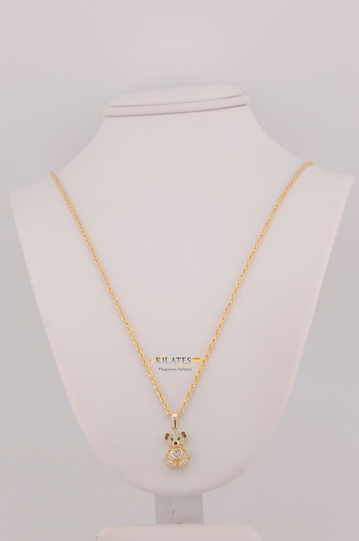 "CADENA DE 50CM PARA DAMA ESTILO LAZO CON DIJE DE OSO PEQUEÑO. ORO 10K #775-3819"