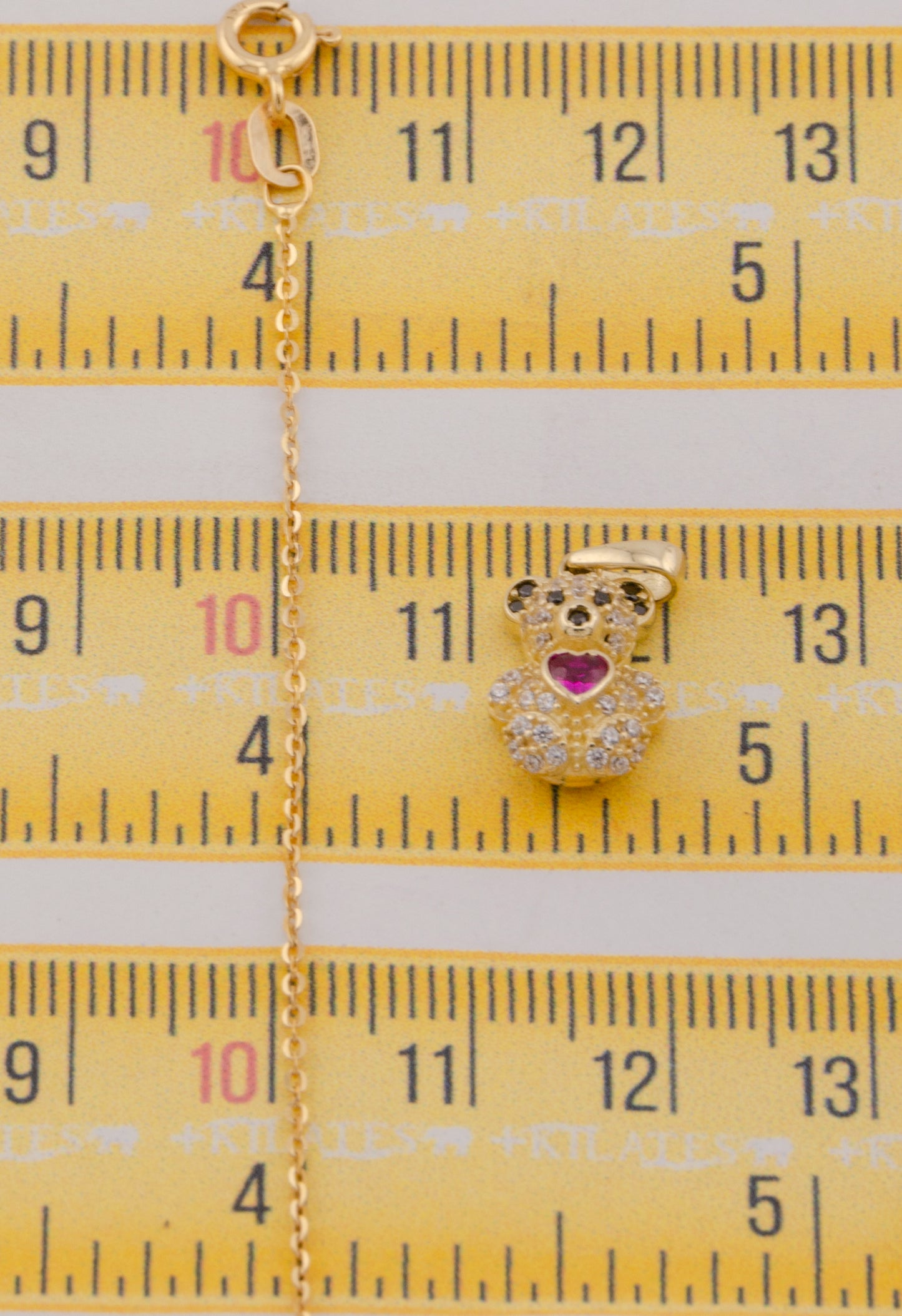 "CADENA DE 50CM PARA DAMA ESTILO CUADRADA SOLIDA CON DIJE DE OSO PEQUEÑO. ORO 10K #775-3821"