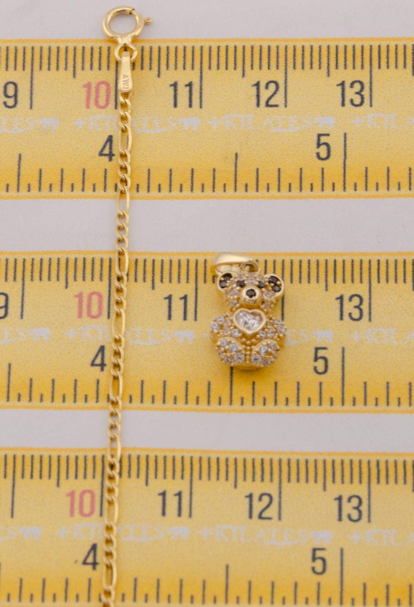 "CADENA DE 50CM PARA DAMA ESTILO 3+1 CON DIJE DE OSO PEQUEÑO. ORO 10K #775-3818"