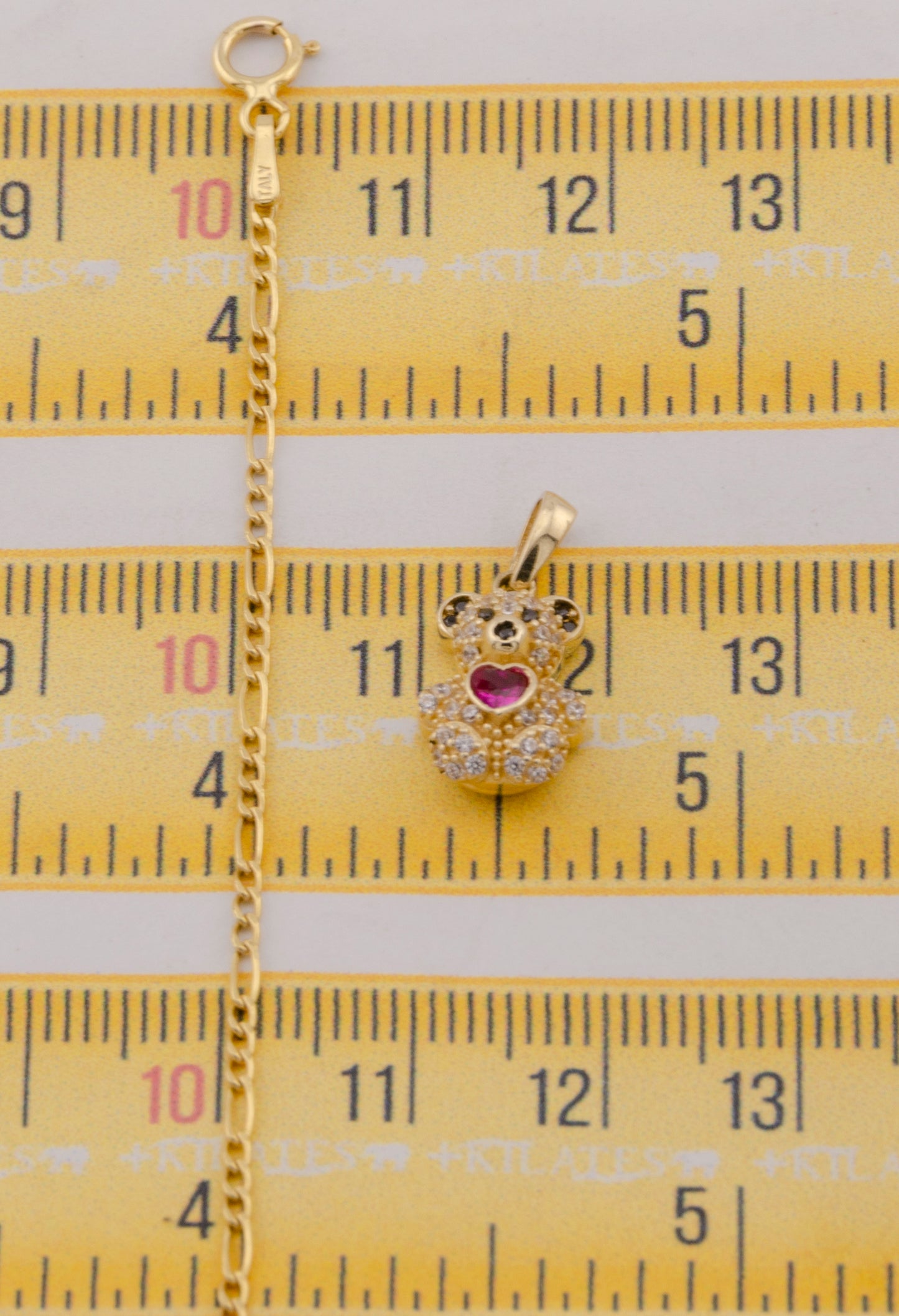 "CADENA DE 50CM PARA DAMA ESTILO 3+1 CON DIJE DE OSO PEQUEÑO. ORO 10K #775-3824"