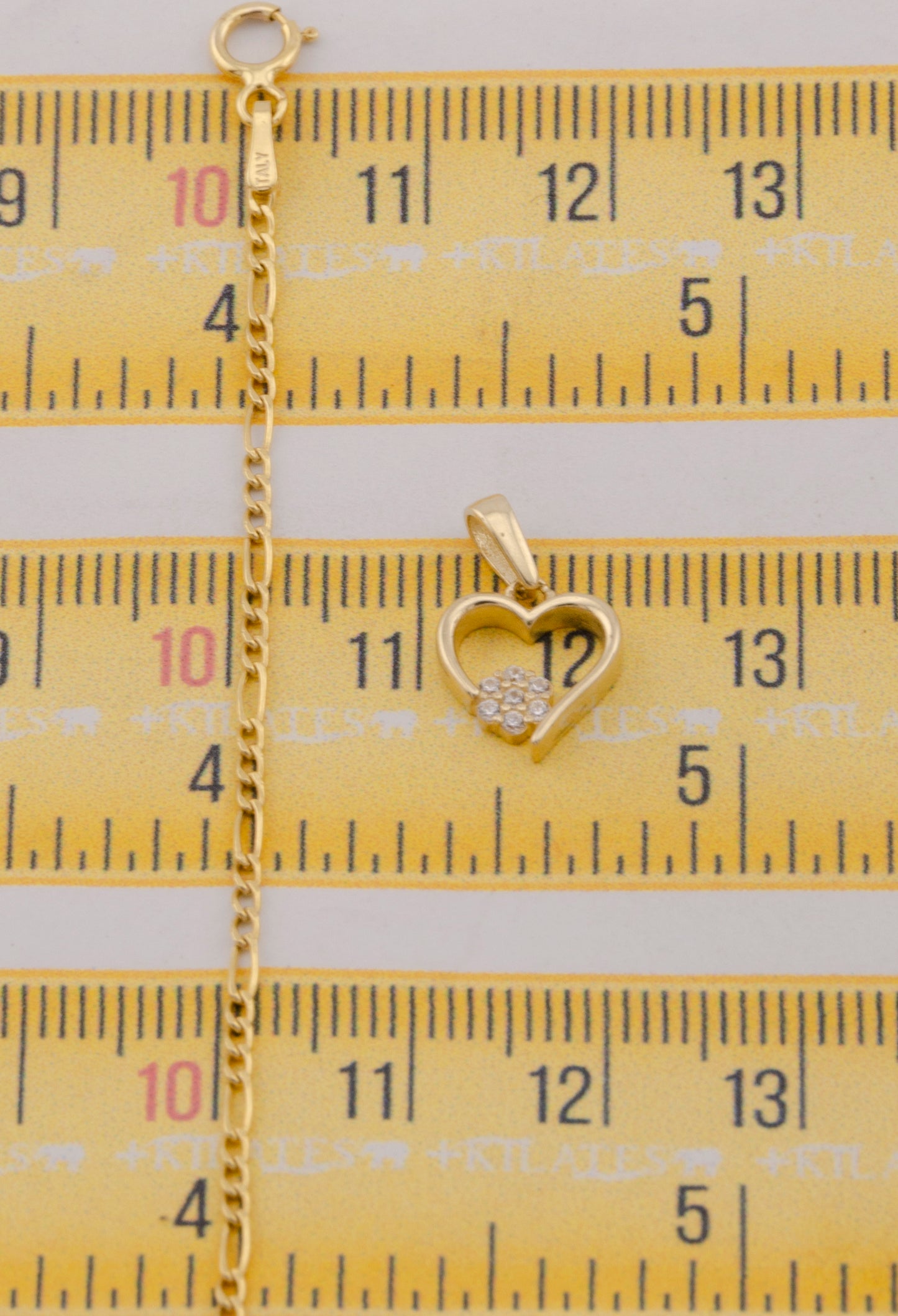 "CADENA DE 50CM PARA DAMA ESTILO 3+1 CON DIJE DE CORAZON CON ZIRCONIA BLANCA. ORO 10K #775-3834"