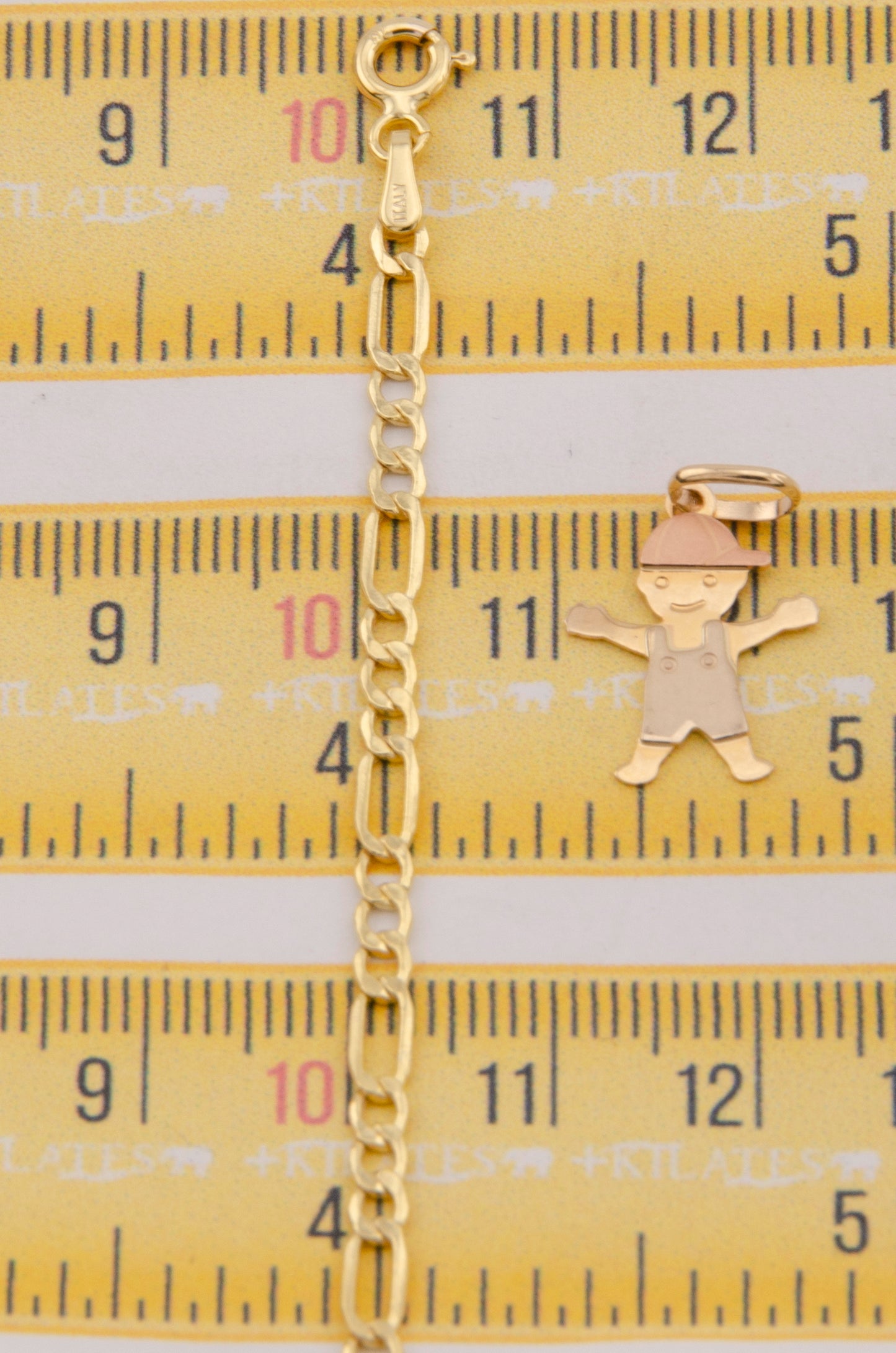 "CADENA PARA NIÑ@ DE 40CM ESTILO 3+1 CON DIJE DE NIÑO. ORO 10K #775-3867"