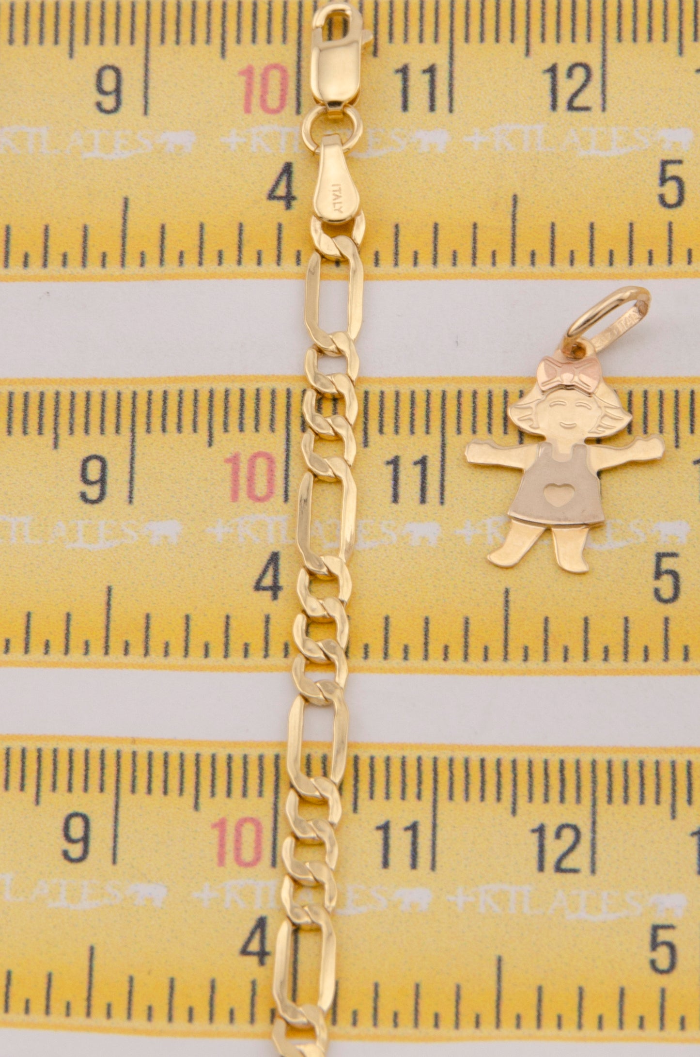 "CADENA PARA NIÑ@ DE 40CM ESTILO 3+1 CON DIJE DE NIÑA. ORO 10K #775-3875"