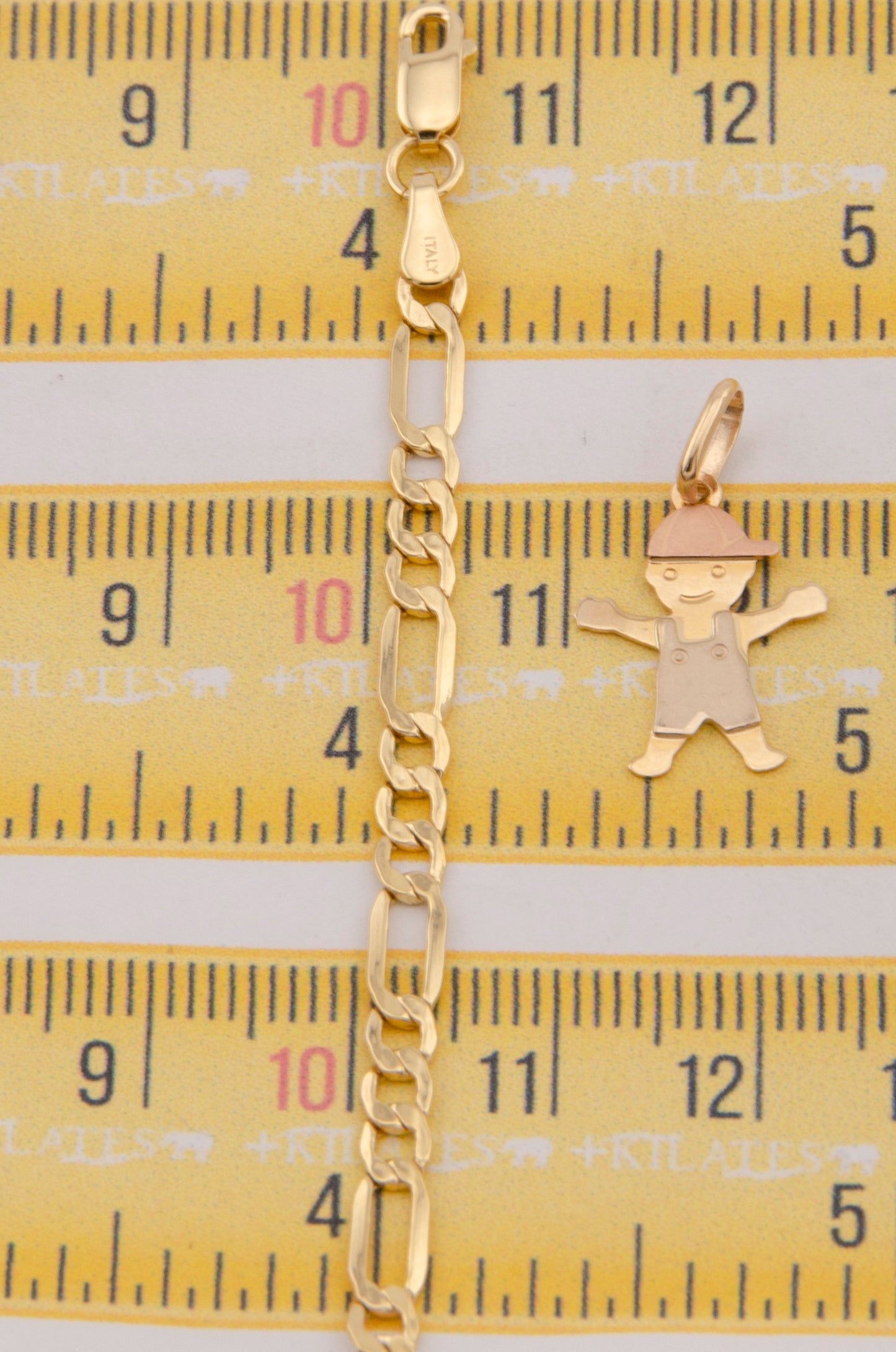 "CADENA PARA NIÑ@ DE 40CM ESTILO 3+1 CON DIJE DE NIÑO. ORO 10K #775-3874"