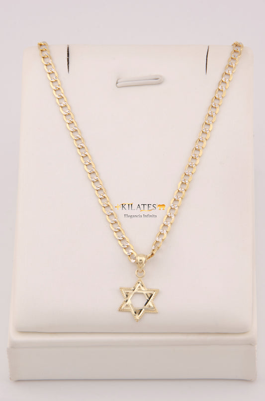 "CADENA PARA NIÑ@ DE 40CM ESTILO CUBANA DIAMANTADA CON DIJE DE ESTRELLA. ORO 10K #775-3865"