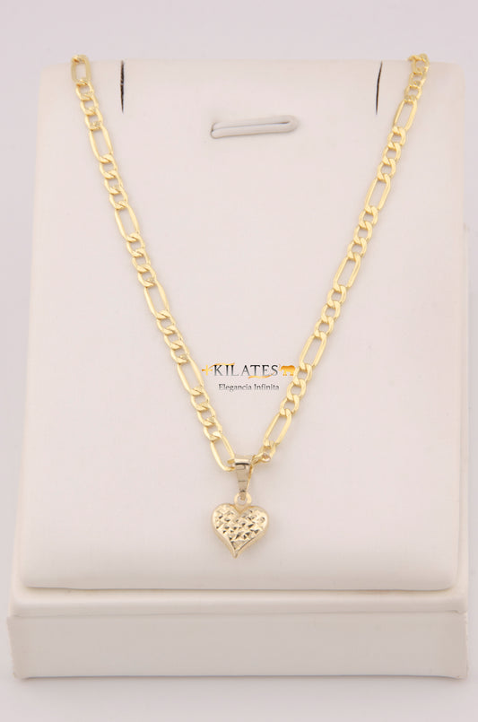 "CADENA PARA NIÑ@ DE 40CM ESTILO 3+1 CON DIJE DE CORAZON DORADO PEQUEÑO. ORO 10K #775-3869"