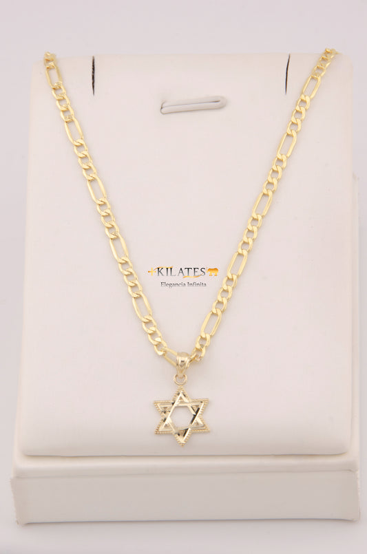 "CADENA PARA NIÑ@ DE 40CM ESTILO 3+1 CON DIJE DE ESTRELLA. ORO 10K #775-3872"