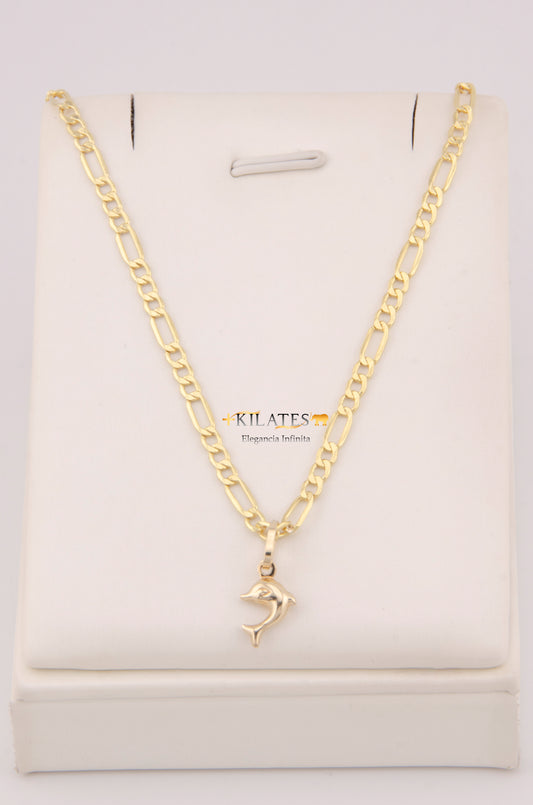 "CADENA PARA NIÑ@ DE 40CM ESTILO 3+1 CON DIJE DE DELFIN PEQUEÑO. ORO 10K #775-3873"