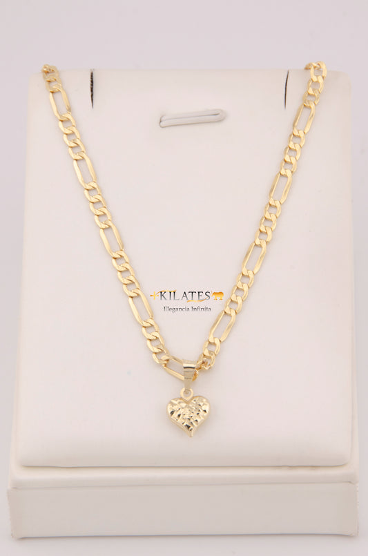 "CADENA PARA NIÑ@ DE 40CM ESTILO 3+1 CON DIJE DE CORAZON DORADO PEQUEÑO. ORO 10K #775-3876"