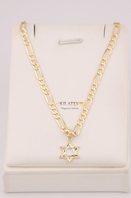 "CADENA PARA NIÑ@ DE 40CM ESTILO 3+1 CON DIJE DE ESTRELLA. ORO 10K #775-3879"