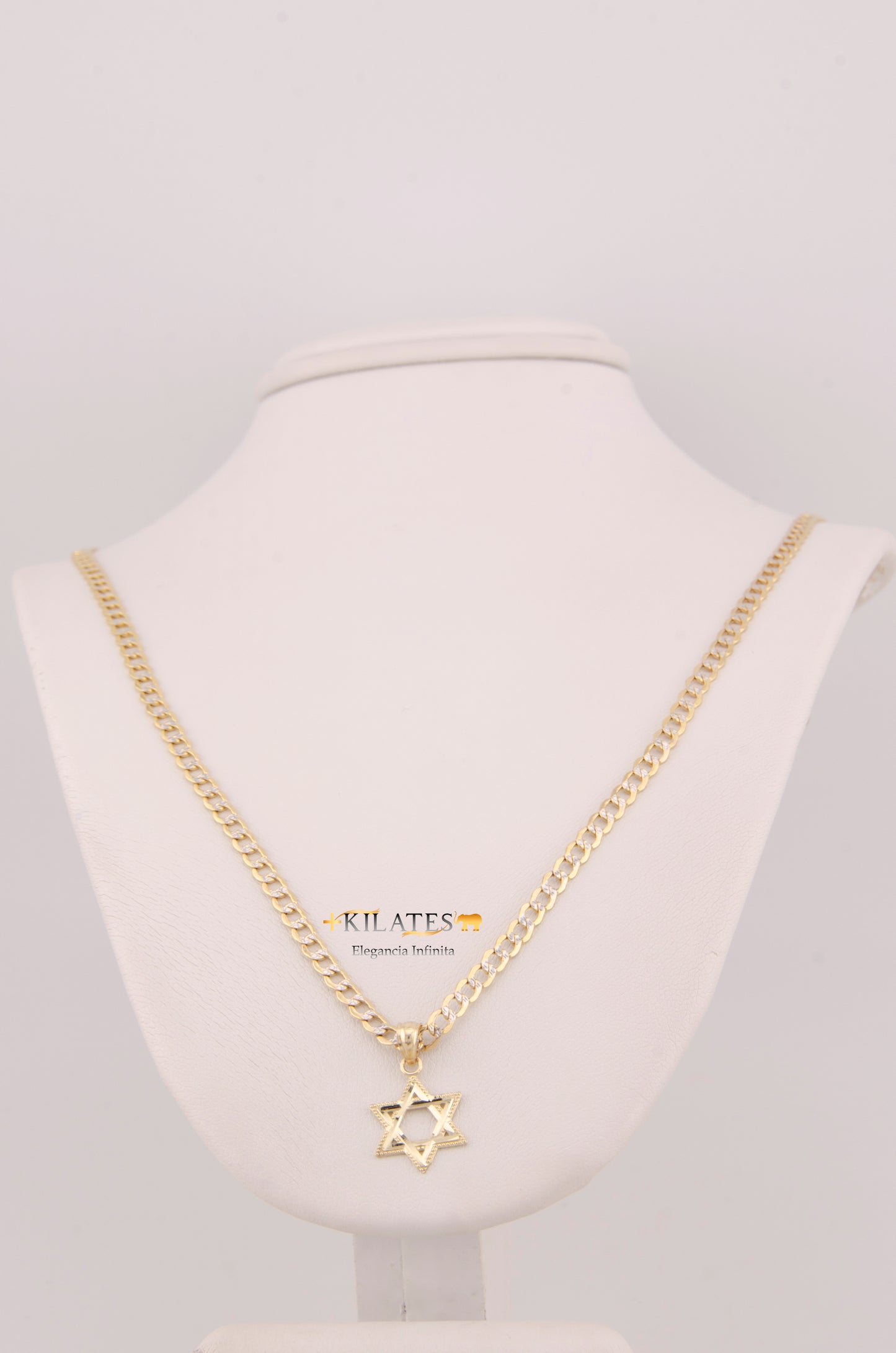 "CADENA PARA NIÑ@ DE 40CM ESTILO CUBANA DIAMANTADA CON DIJE DE ESTRELLA. ORO 10K #775-3865"