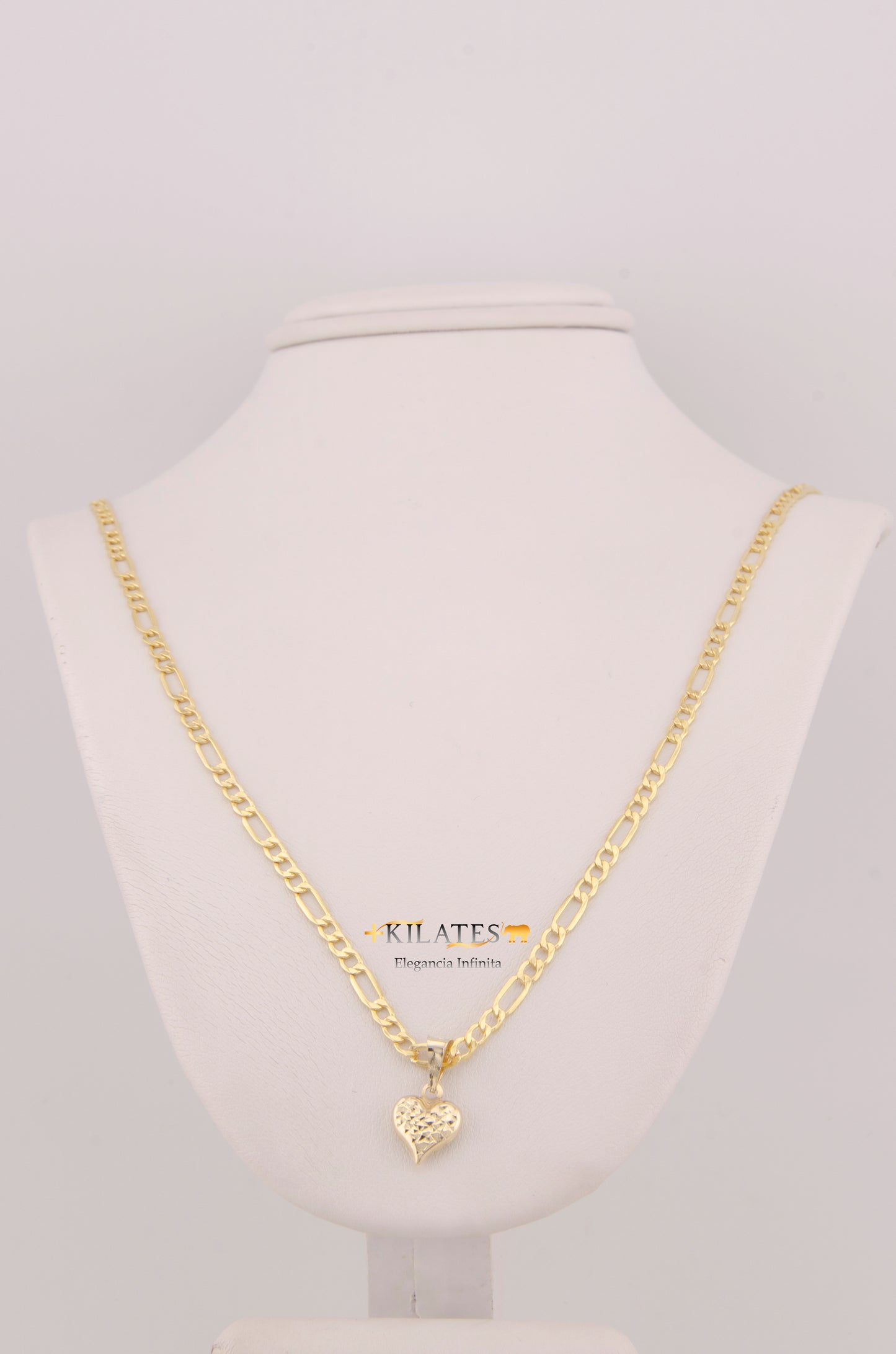 "CADENA PARA NIÑ@ DE 40CM ESTILO 3+1 CON DIJE DE CORAZON DORADO PEQUEÑO. ORO 10K #775-3869"