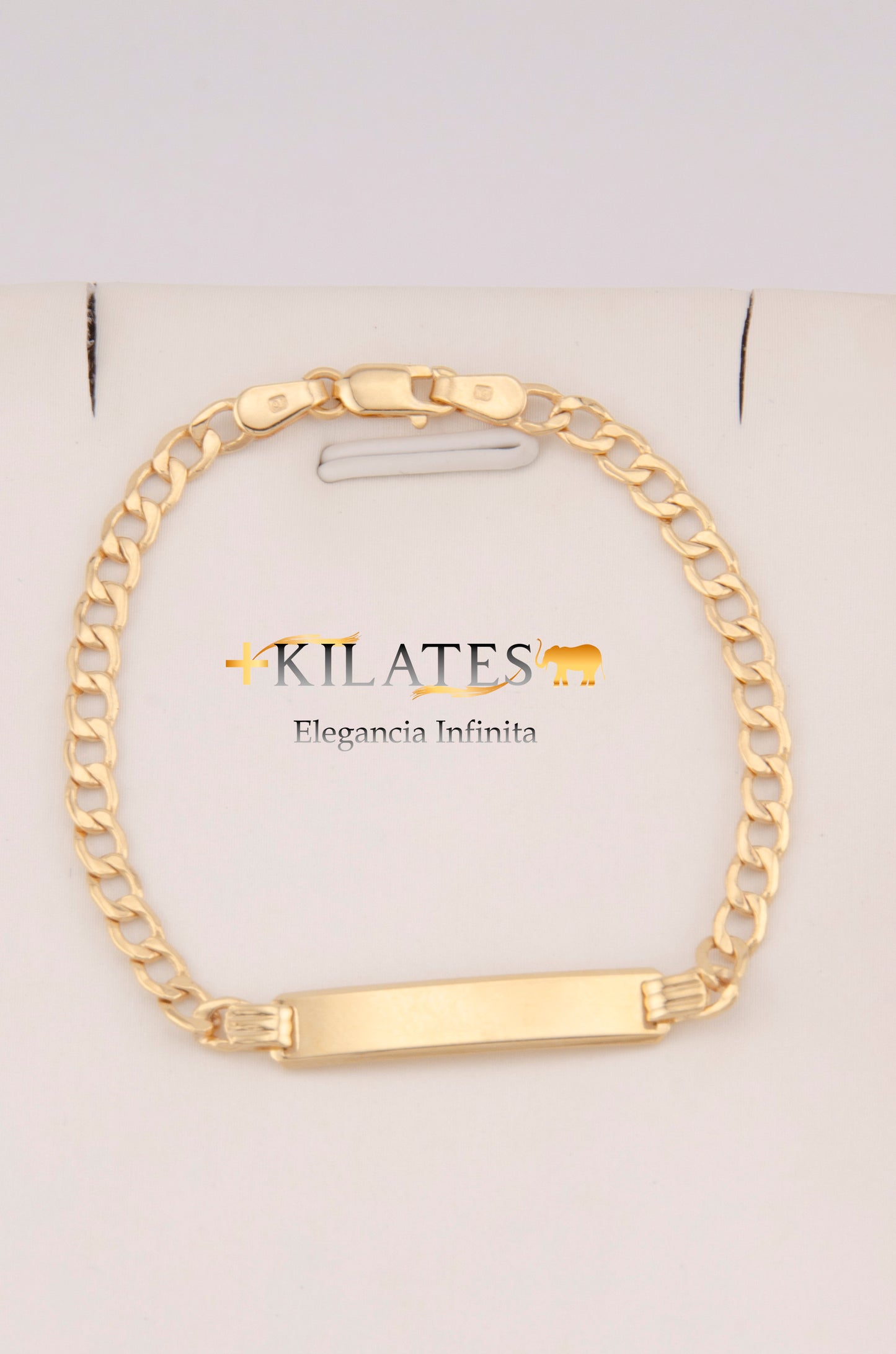 "PULSERA PARA NIÑO DE 14.5CM ESTILO CUBANA CON PLACA. ORO 10K #775-3883"