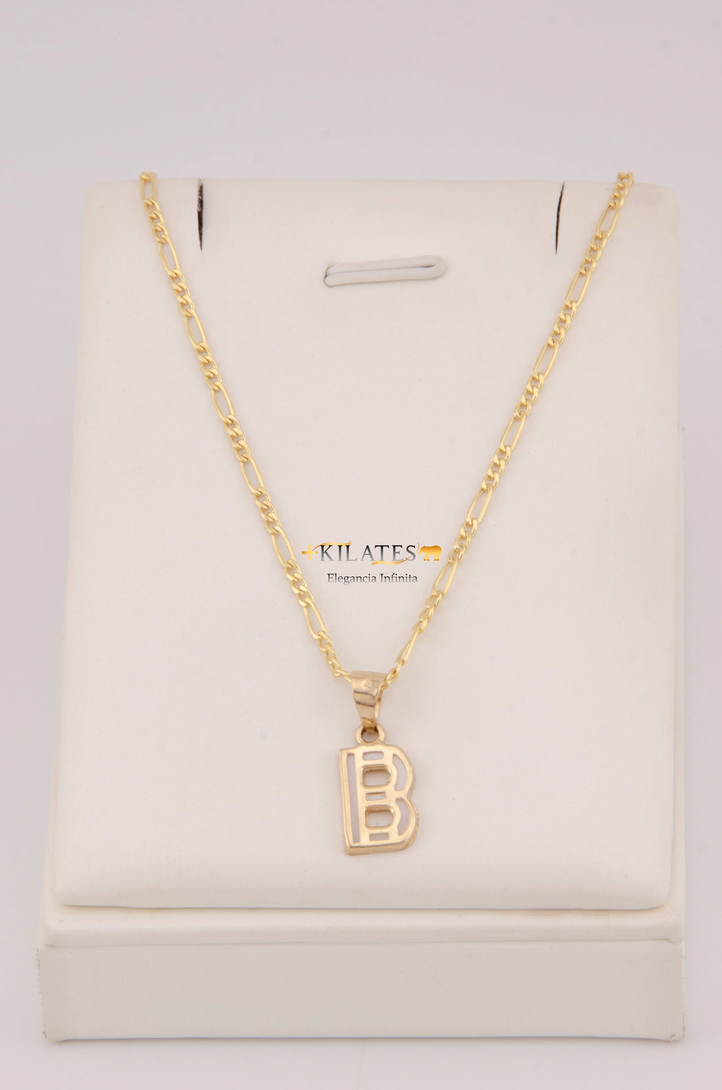 " CADENA DE 50CM PARA DAMA ESTILO 3+1 CON INICIAL B . ORO 10K #775-3935"