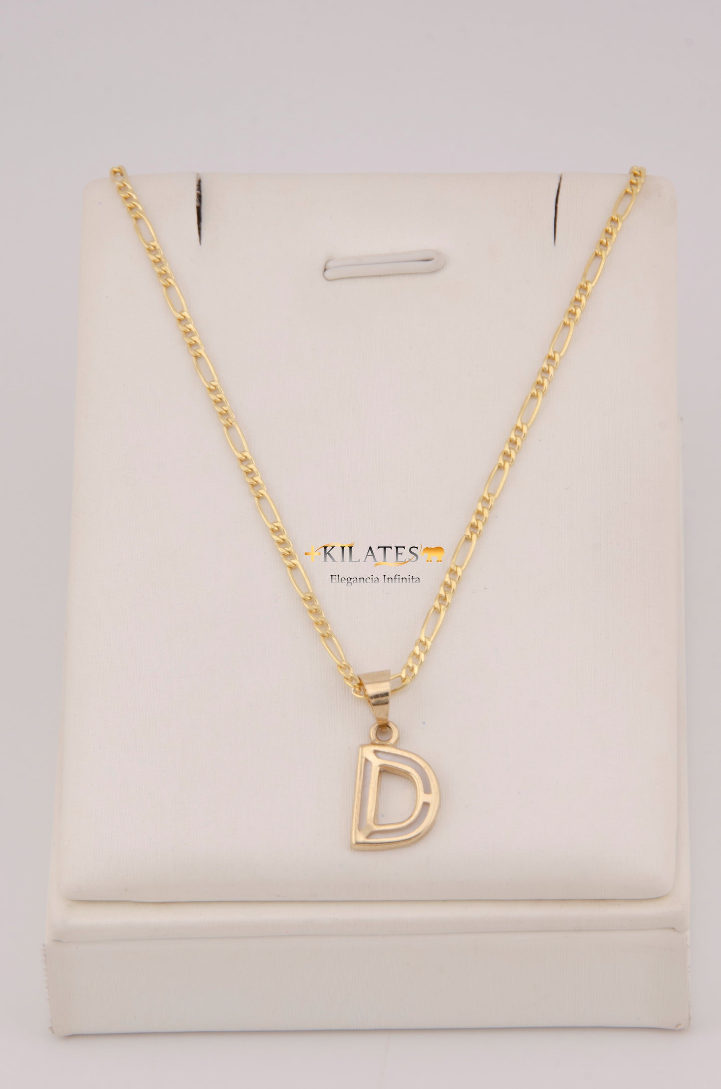 " CADENA DE 50CM PARA DAMA ESTILO 3+1 CON INICIAL D . ORO 10K #775-3936"