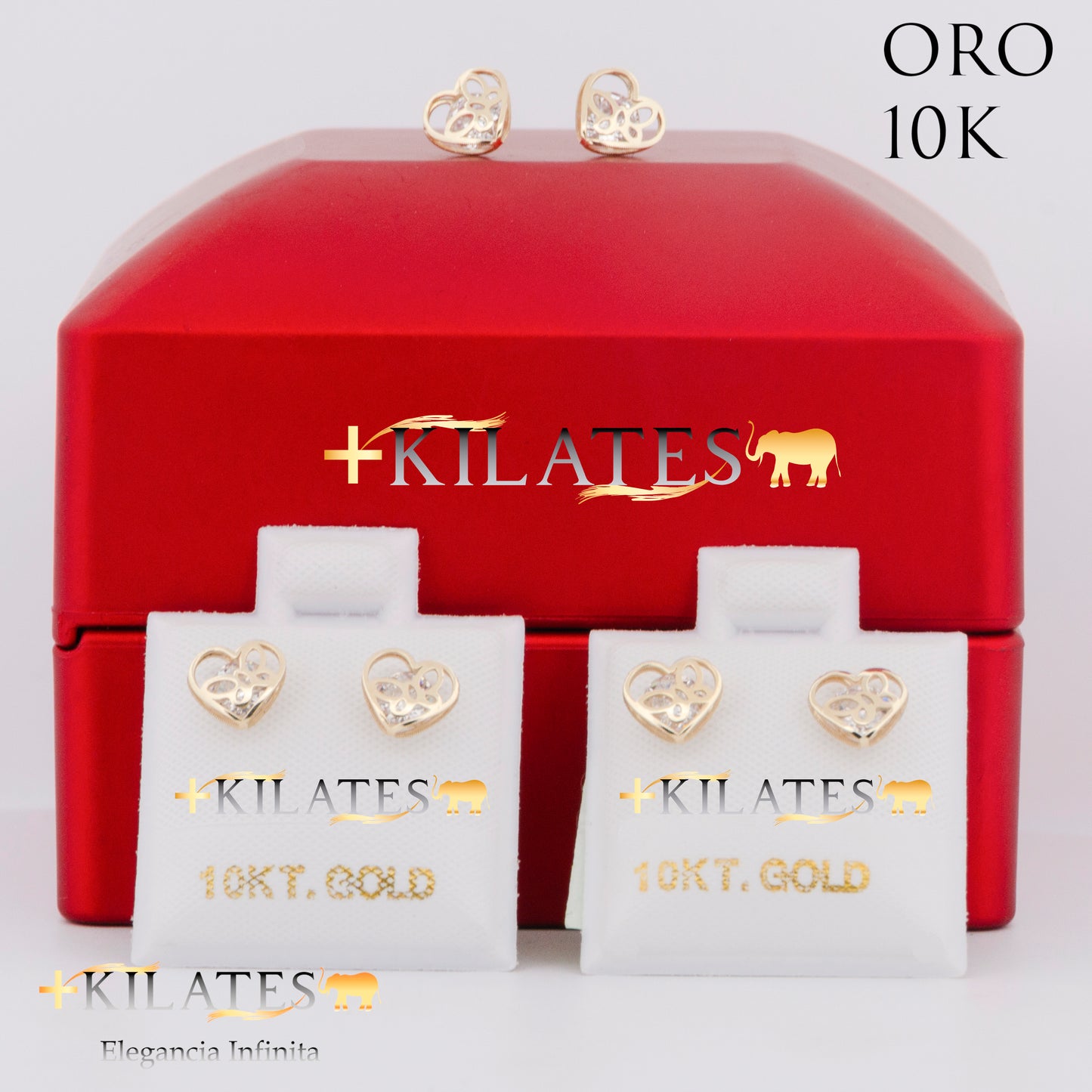 "ARETES PREMIUM CORAZON CON MARIPOSA GRANDE . ORO 10K #775-1479"