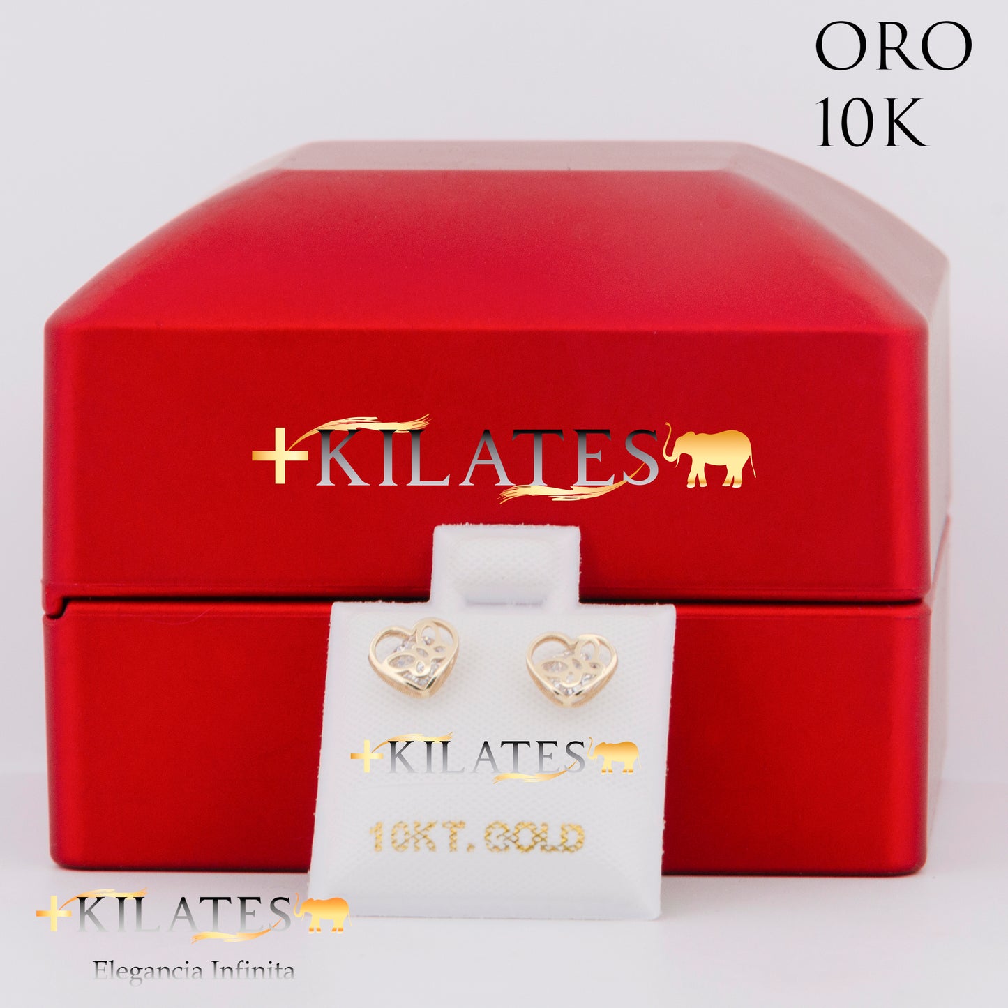 "ARETES PREMIUM CORAZON CON MARIPOSA GRANDE . ORO 10K #775-1479"