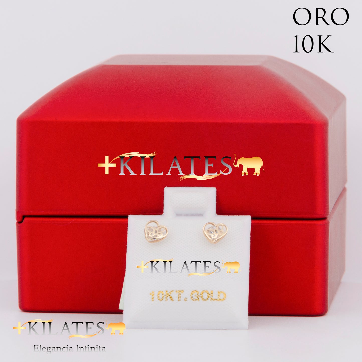 "ARETES PREMIUM CORAZON CON MARIPOSA PEQUEÑO . ORO 10K #775-1480"