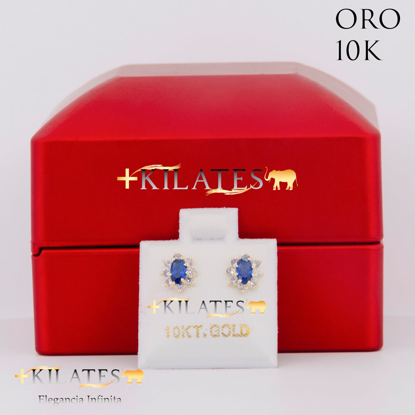 "ARETES PREMIUM ALMENDRA CON ZIRCONIA AZUL. ORO 10K #775-1468"