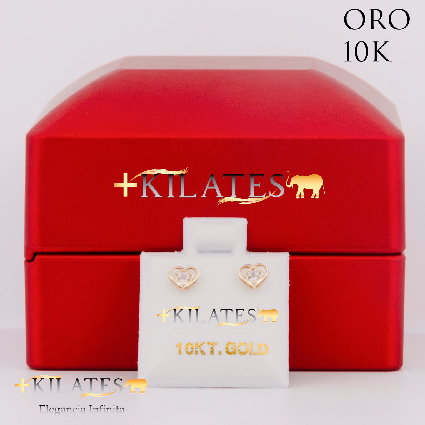 "ARETES PREMIUM CORAZON CON FLOR PEQUEÑO . ORO 10K #775-1478"