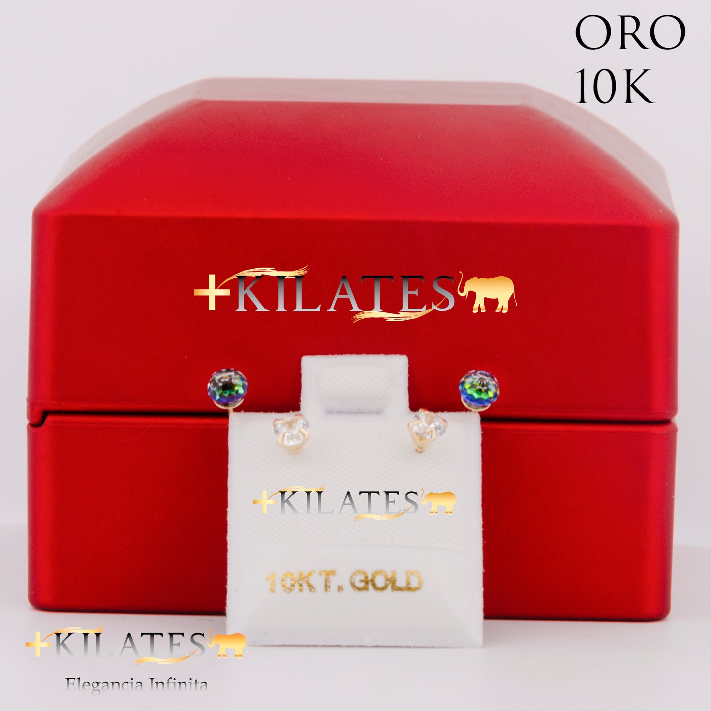 "ARETES PREMIUM CURVO TORNASOL . ORO 10K #775-1495"