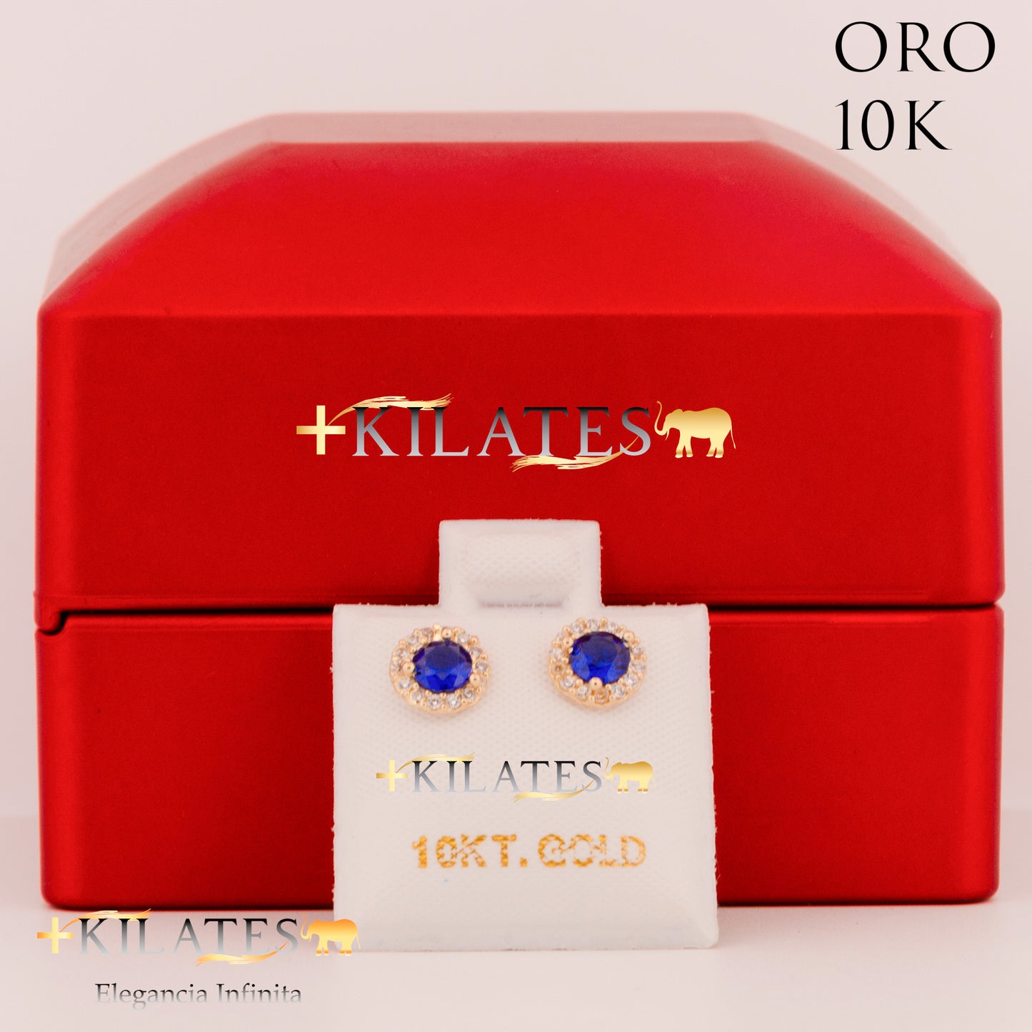 "ARETES PREMIUM CIRCULO GRANDE AZUL. ORO 10K #775-1463"