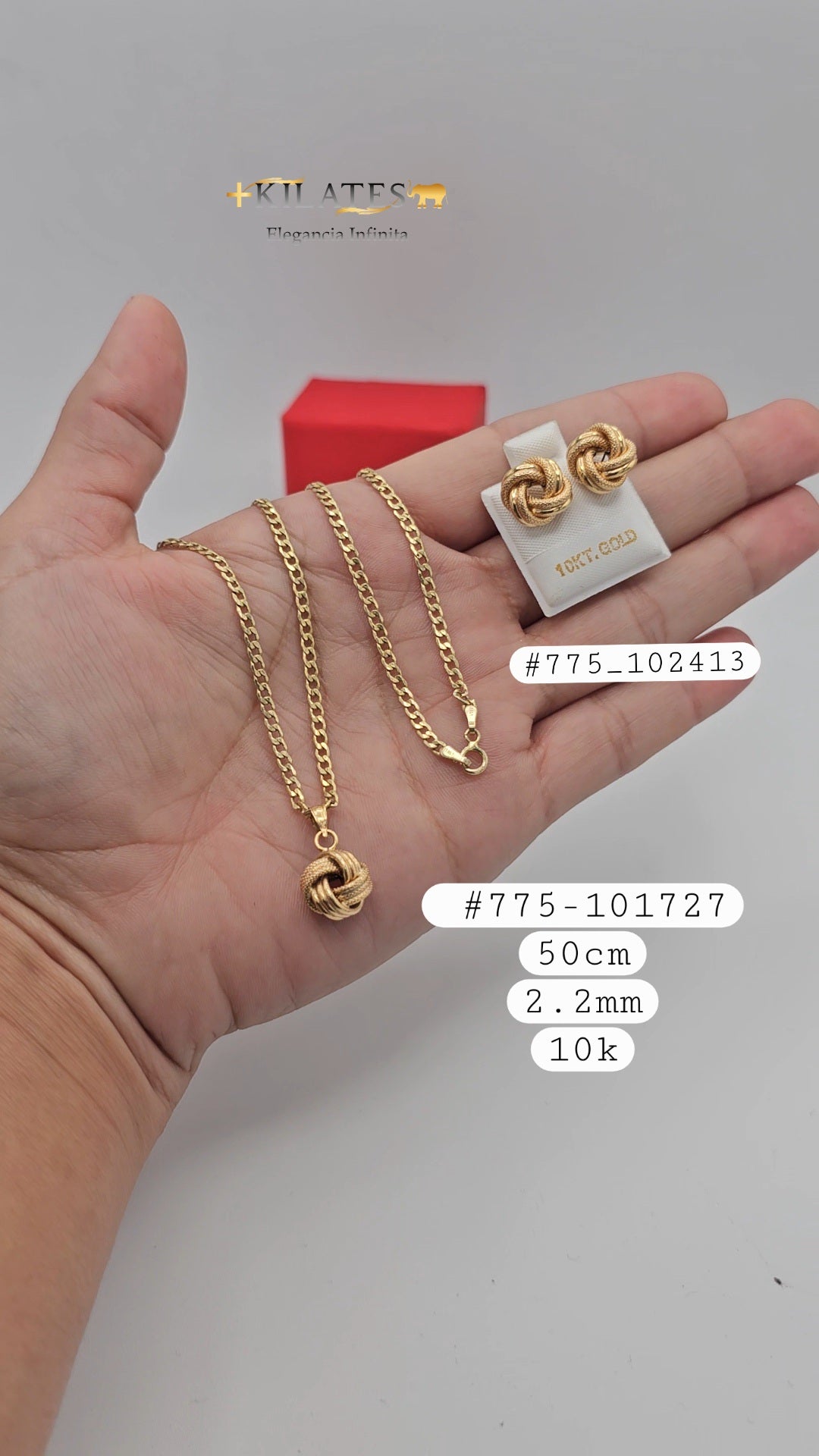 Sets estilo nudo. Oro de 10k