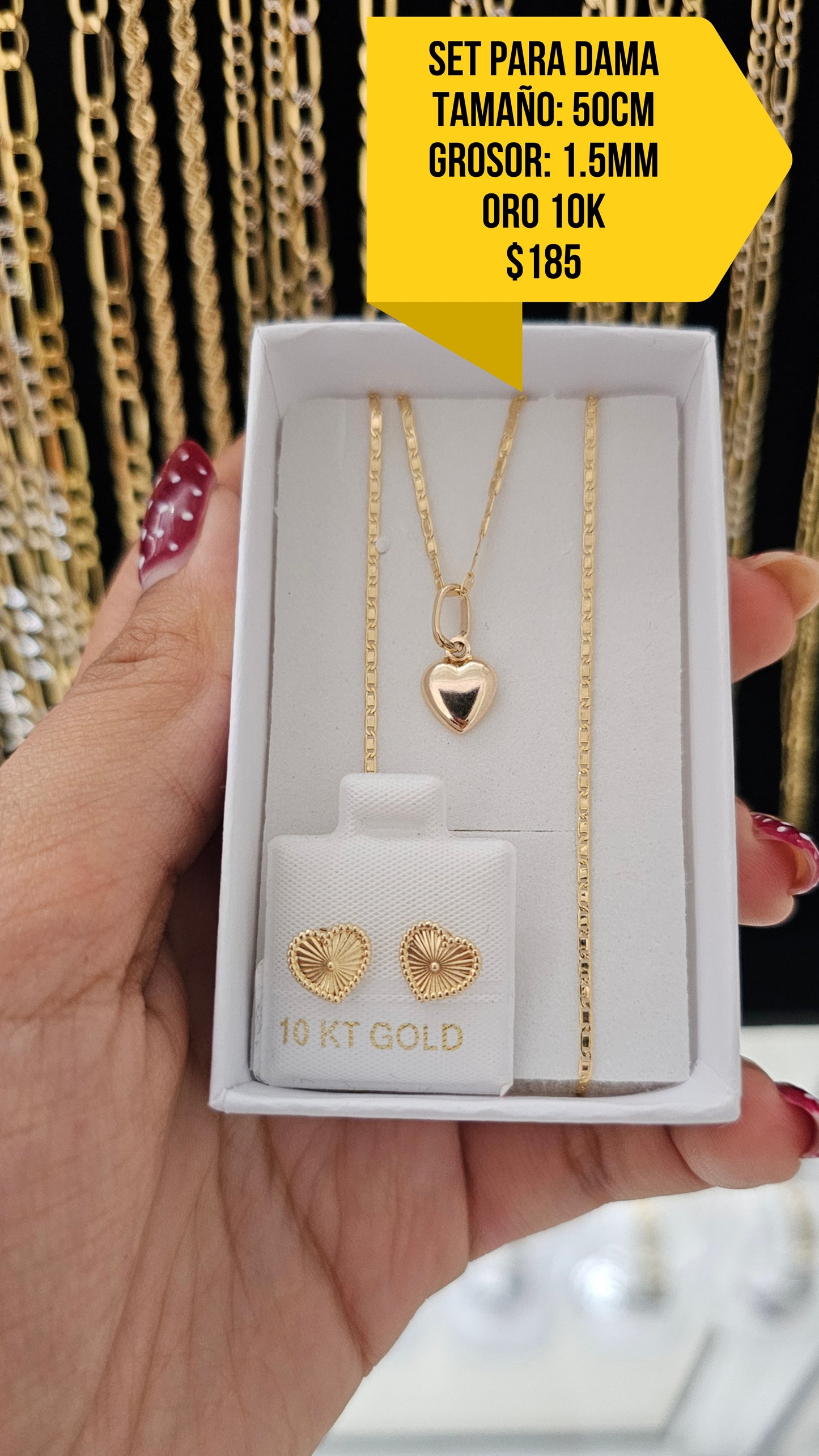 SET ESTILO CORAZON ORO 10K