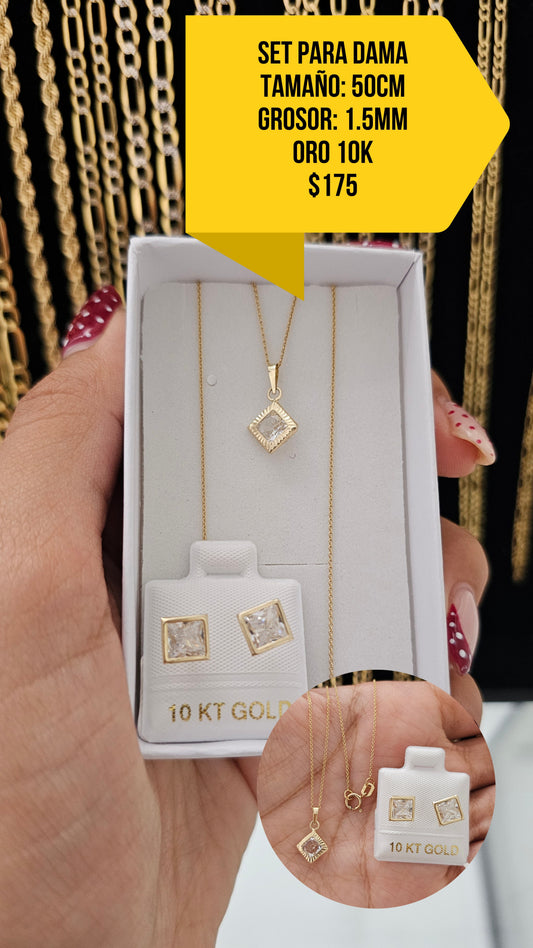 SET CUADRADO ORO 10K