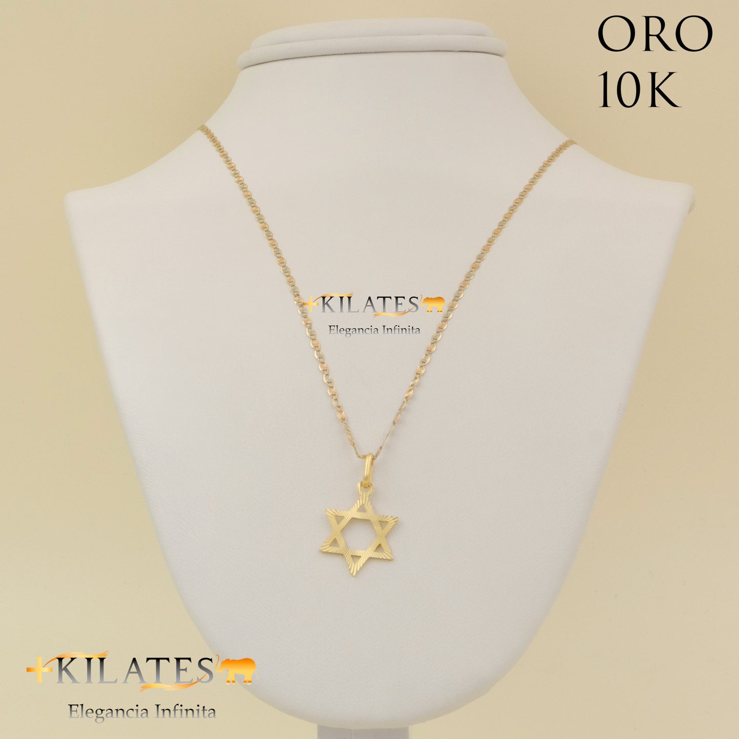 "CADENA 50 CM ESTILO 3 OROS CON DIJE DE ESTRELLA. ORO DE 10 KILATES #775-1552"