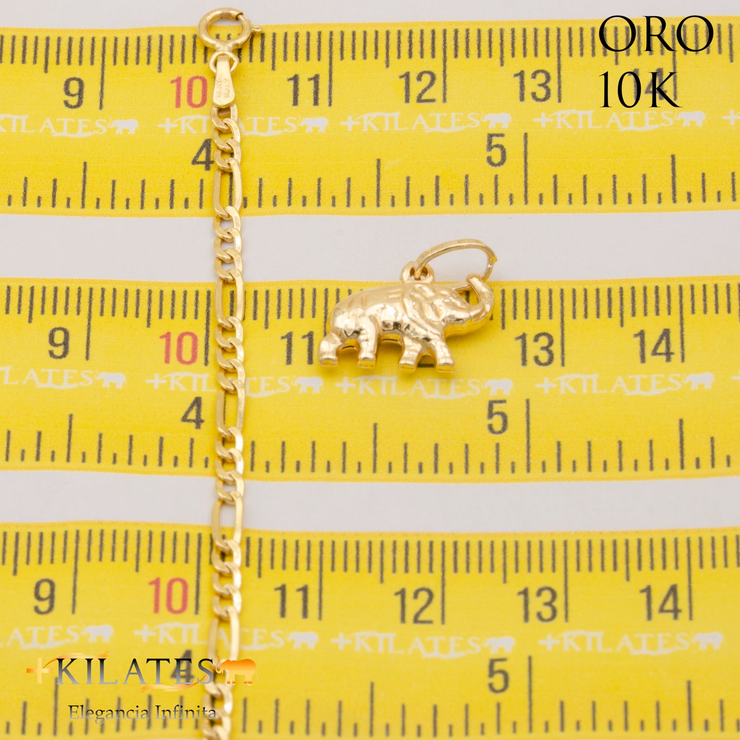 "CADENA 50 CM ESTILO 3+1  CON DIJE DE ELEFANTE. ORO DE 10 KILATES #775-1651"