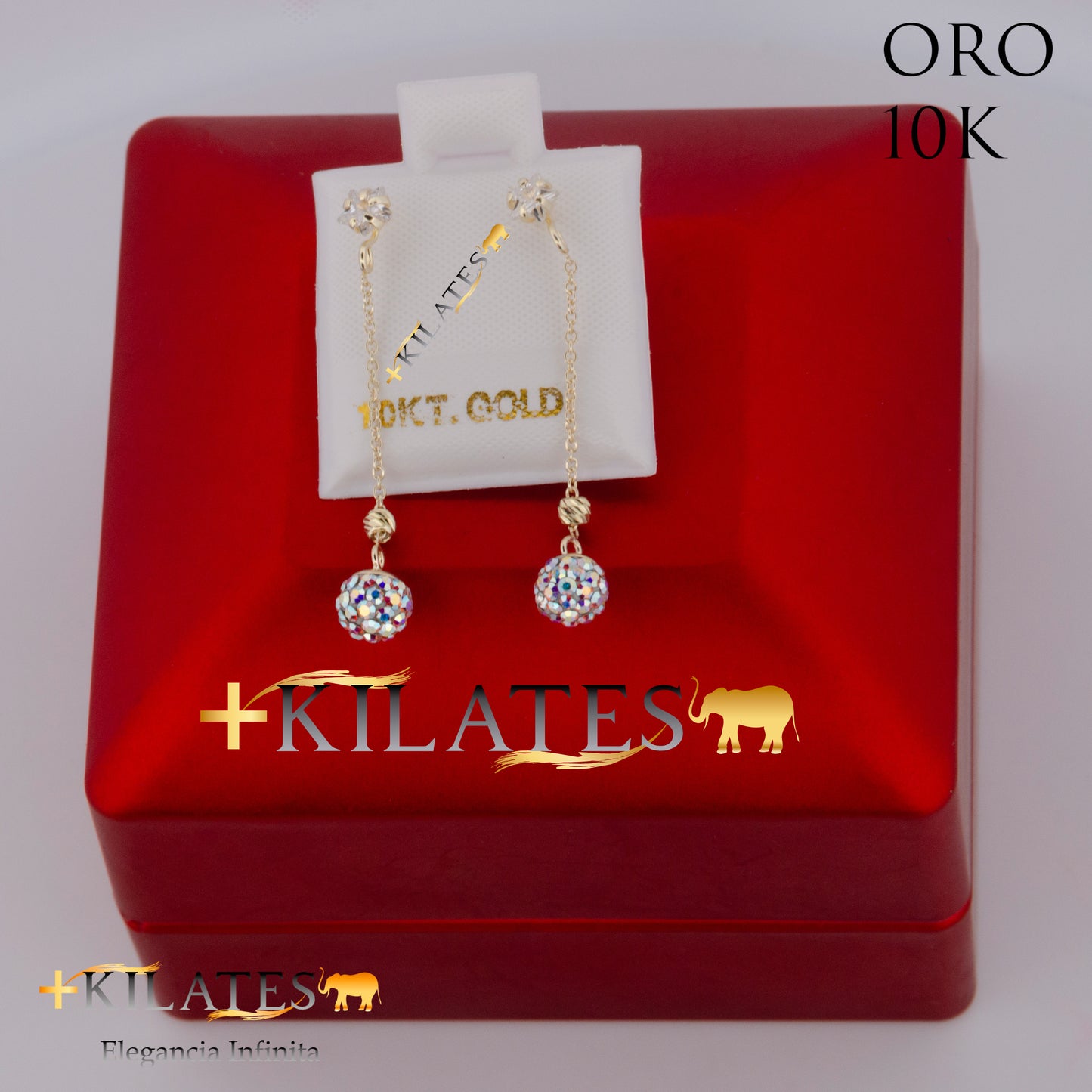 "ARETES PREMIUM COLGANTE ESFERA TORNASOL . ORO 10K #775-1711"