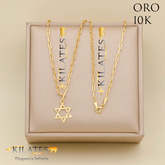 "CADENA ESTILO CLIP CON DIJE DE ESTRELLA. ORO 10K #775-1784"