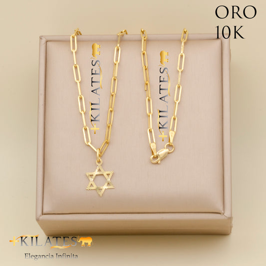 "CADENA ESTILO CLIP CON DIJE DE ESTRELLA. ORO 10K #775-1783"