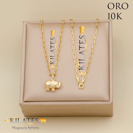 "CADENA ESTILO CLIP CON DIJE DE ELEFANTE. ORO 10K #775-1790"