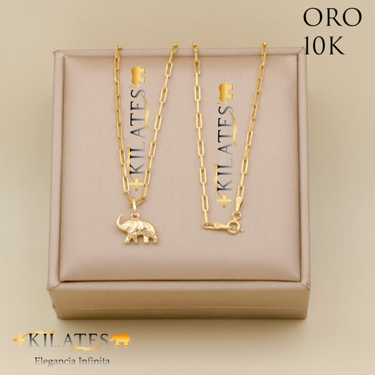 "CADENA ESTILO CLIP CON DIJE DE ELEFANTE. ORO 10K #775-1800"