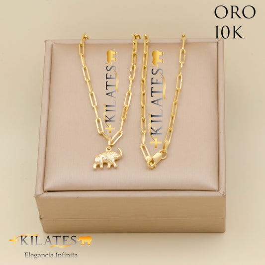 "CADENA ESTILO CLIP CON DIJE DE ELEFANTE. ORO 10K #775-1799"